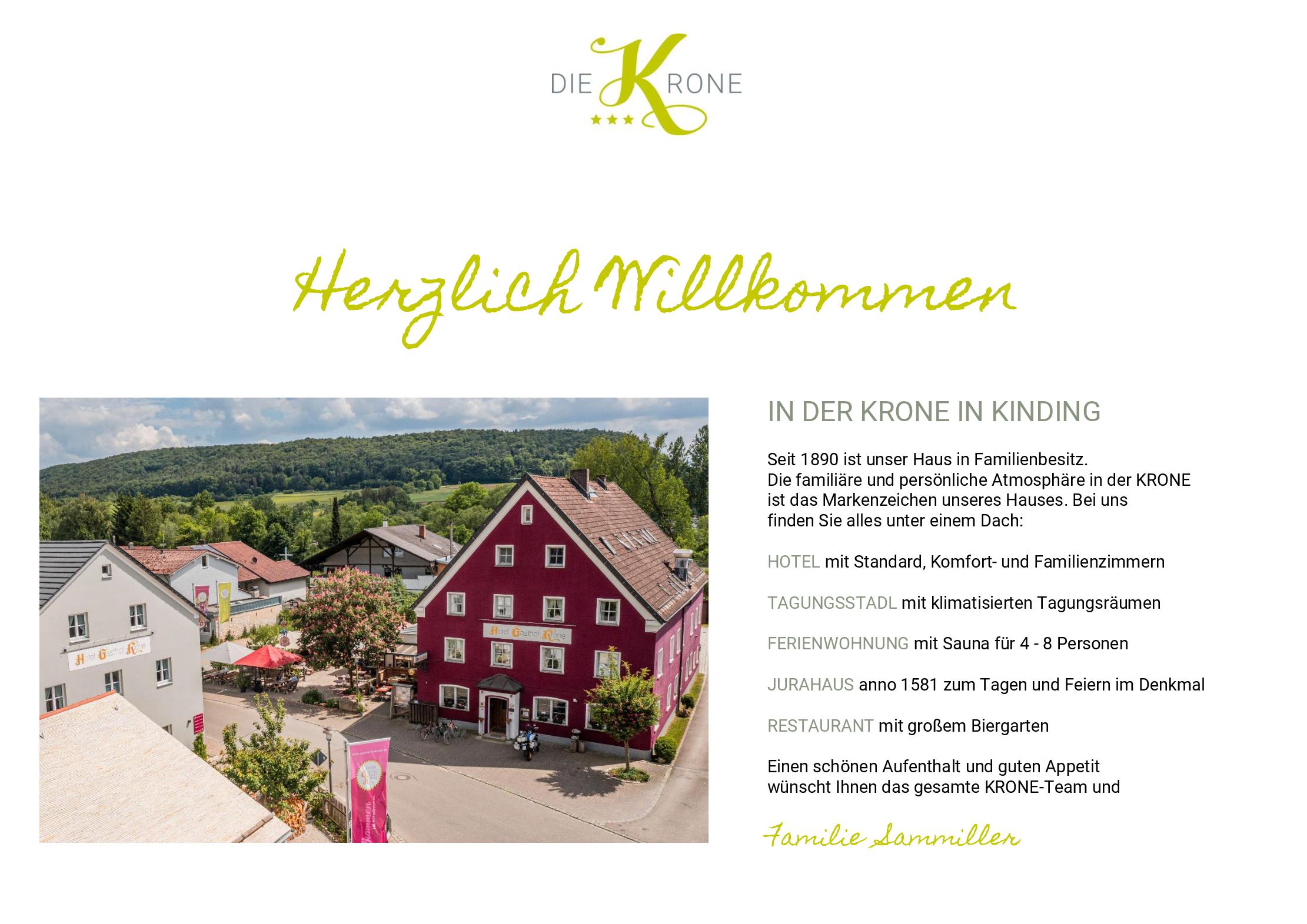 Speisekarte DIE KRONE in Kinding, Seite 1