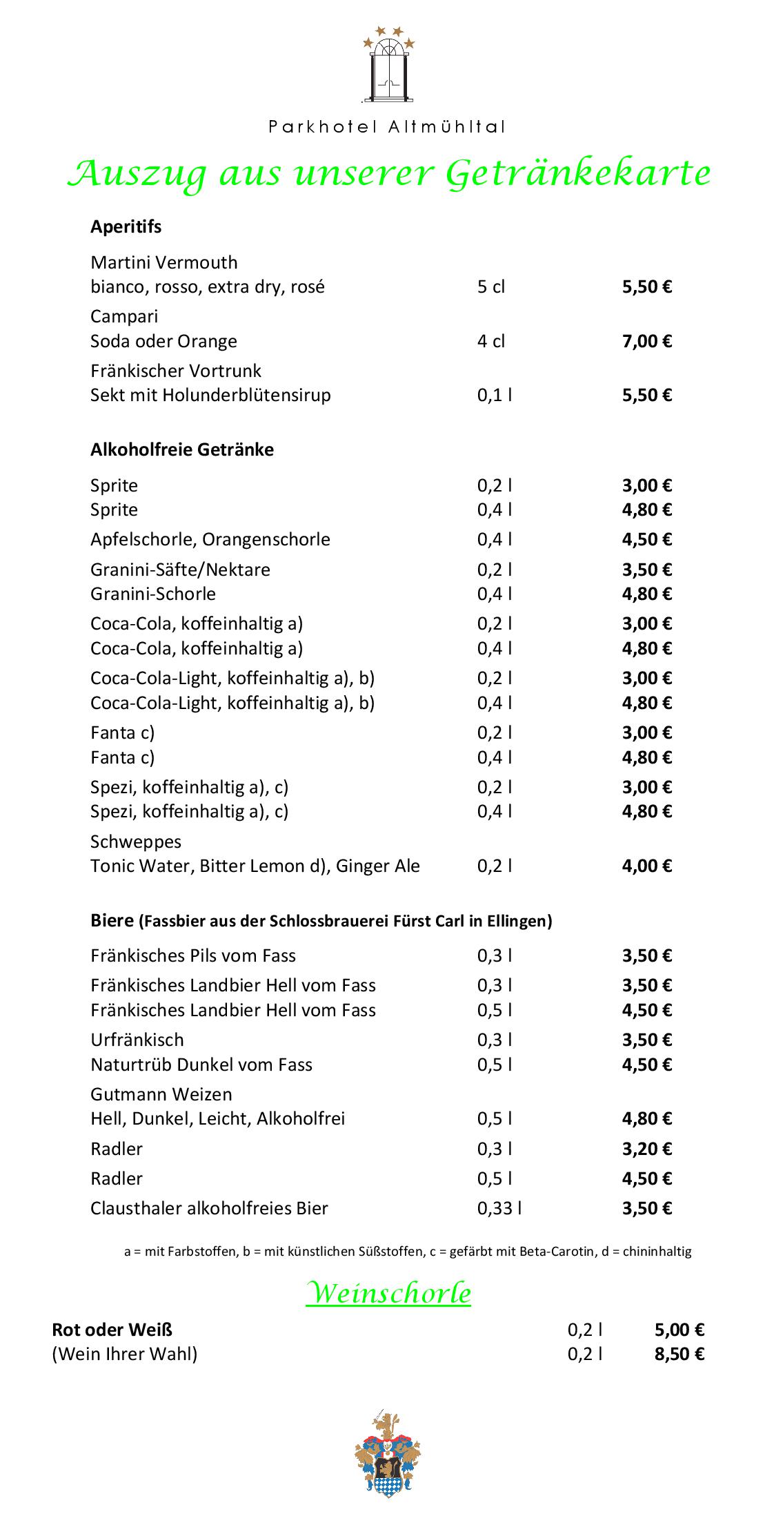 Speisekarte Parkhotel Altmühltal- Chicorée in Gunzenhausen, Seite 10