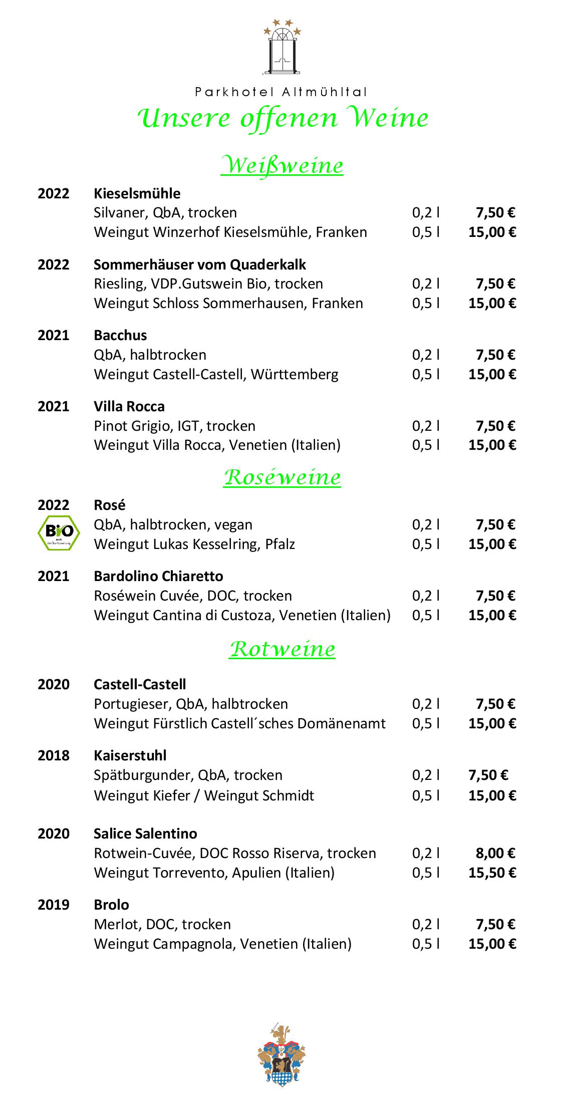 Speisekarte Parkhotel Altmühltal- Chicorée in Gunzenhausen, Seite 11