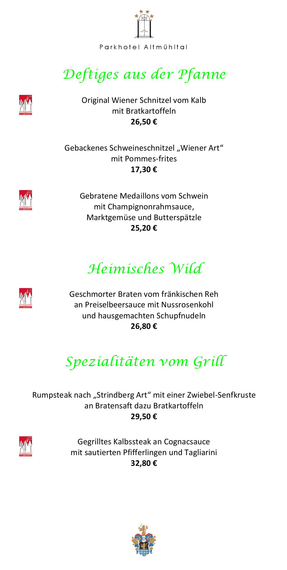 Speisekarte Parkhotel Altmühltal- Chicorée in Gunzenhausen, Seite 4