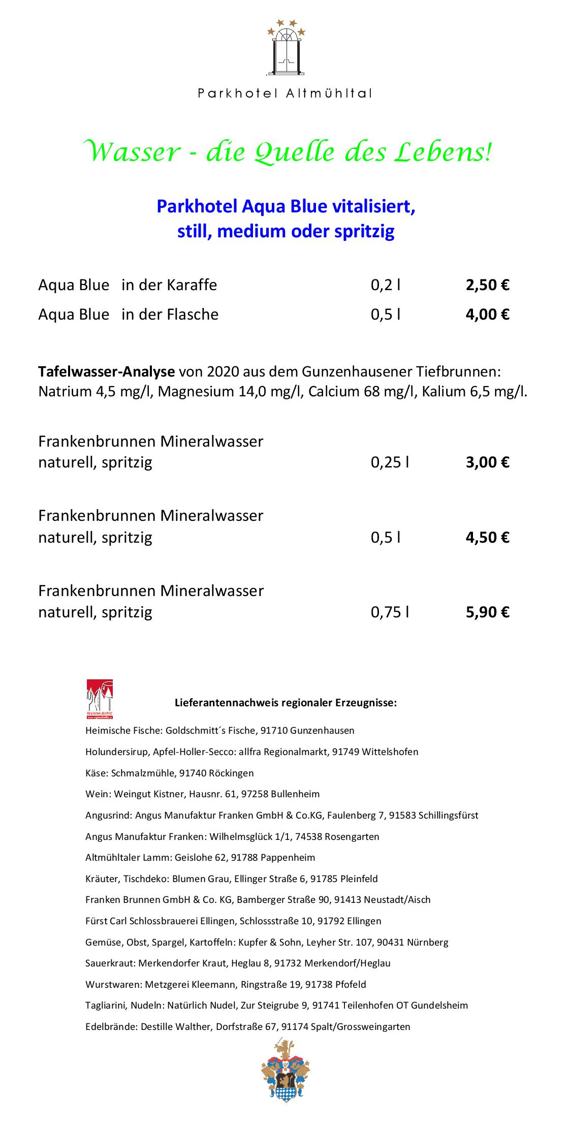 Speisekarte Parkhotel Altmühltal- Chicorée in Gunzenhausen, Seite 9
