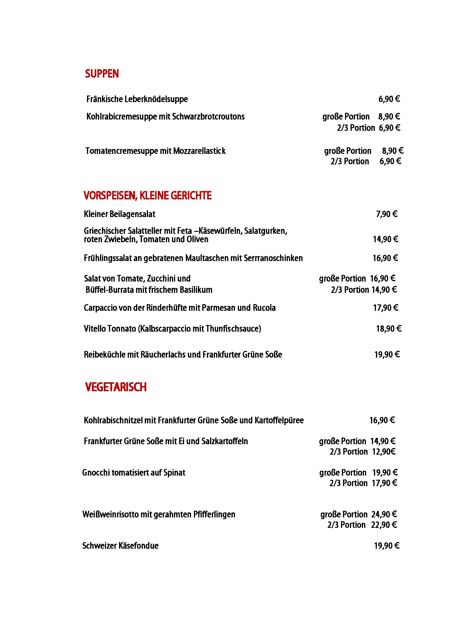Speisekarte Hotel Schwan in Wertheim, Seite 4
