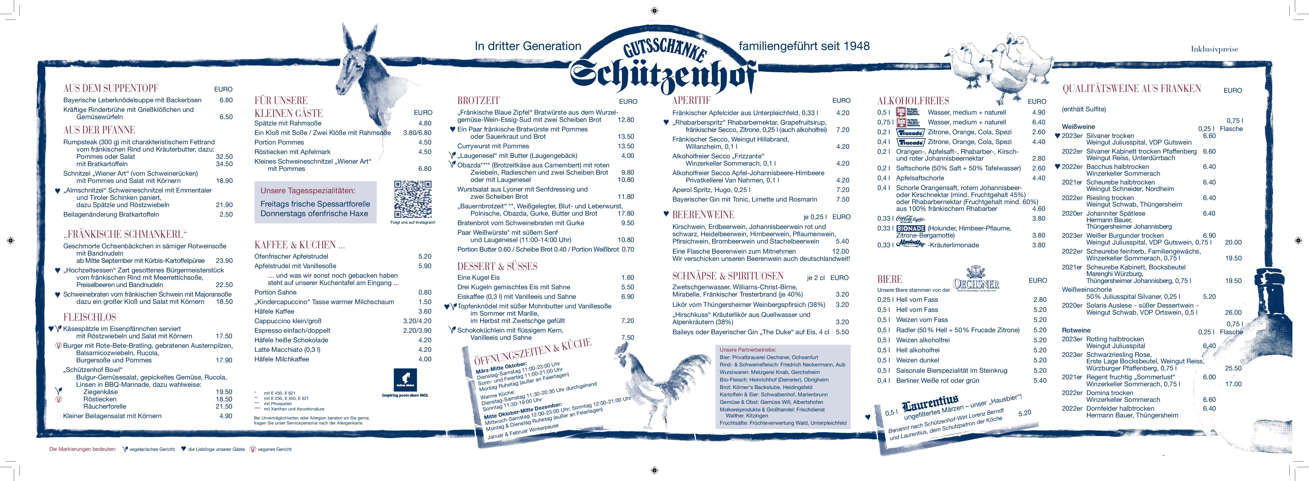 Speisekarte Schützenhof in Würzburg, Seite 2