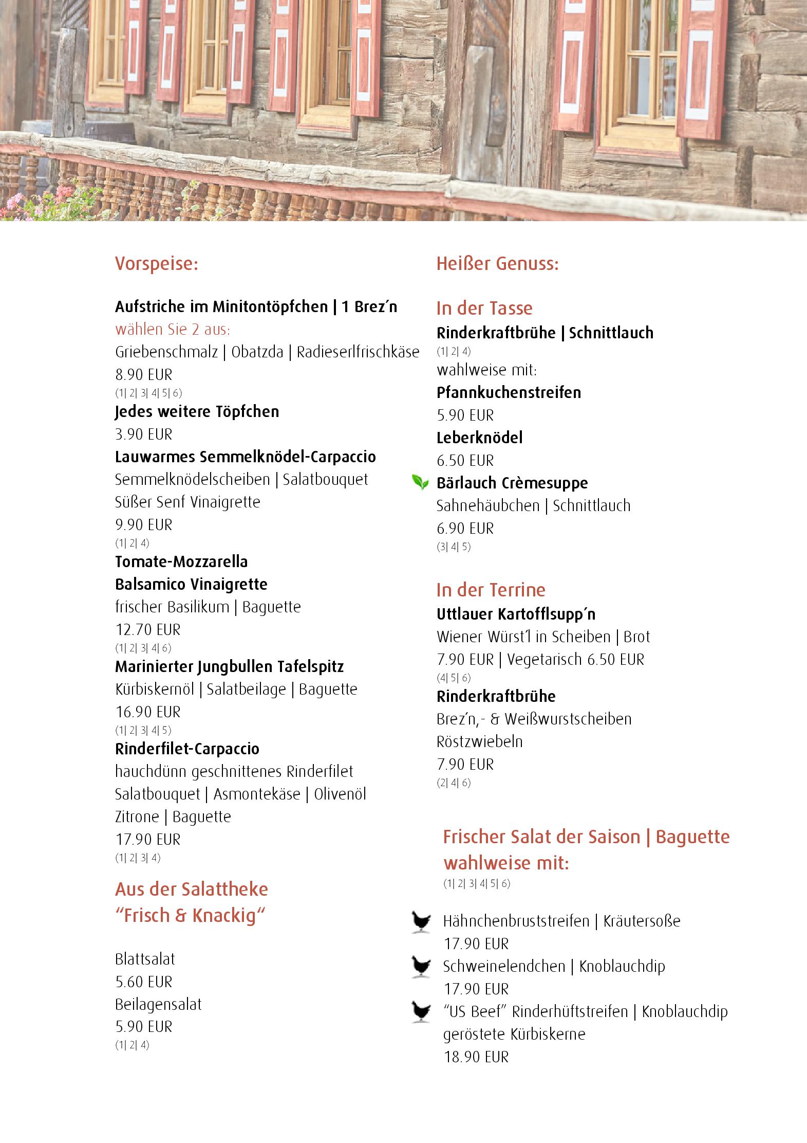 Speisekarte Gutshof Uttlau in Haarbach, Seite 2
