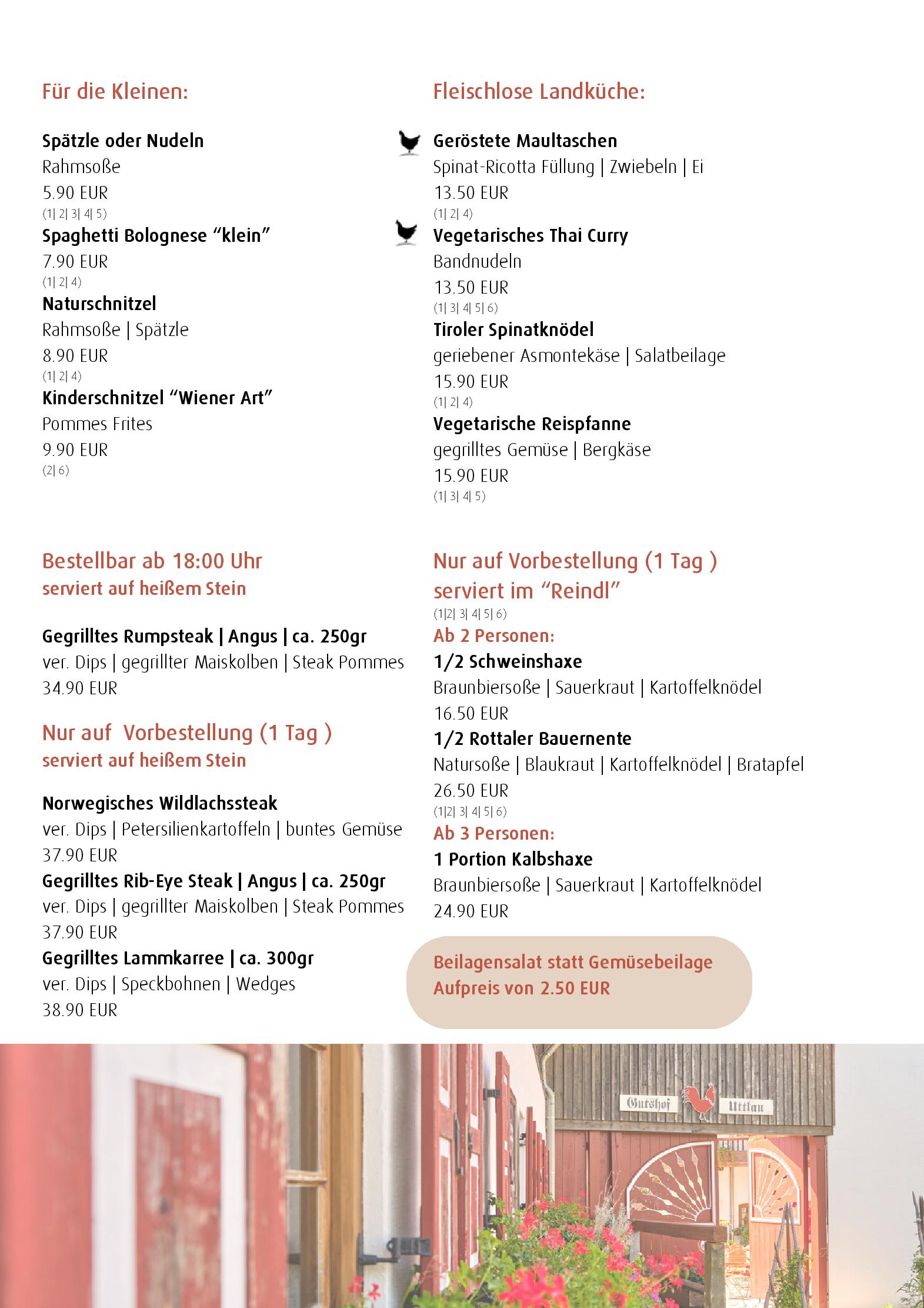 Speisekarte Gutshof Uttlau in Haarbach, Seite 3