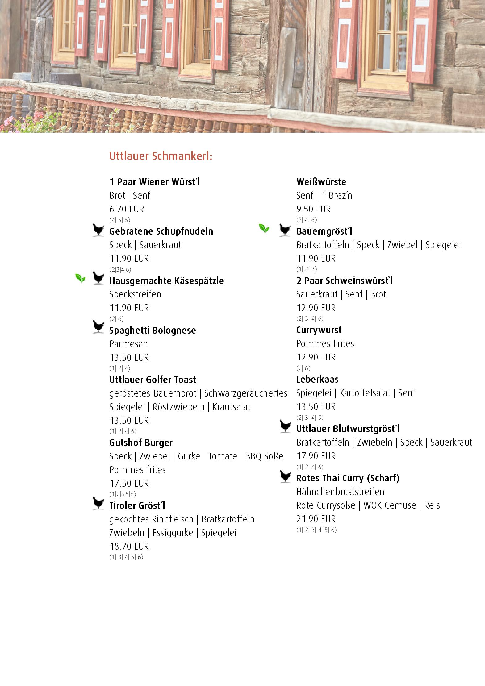 Speisekarte Gutshof Uttlau in Haarbach, Seite 4