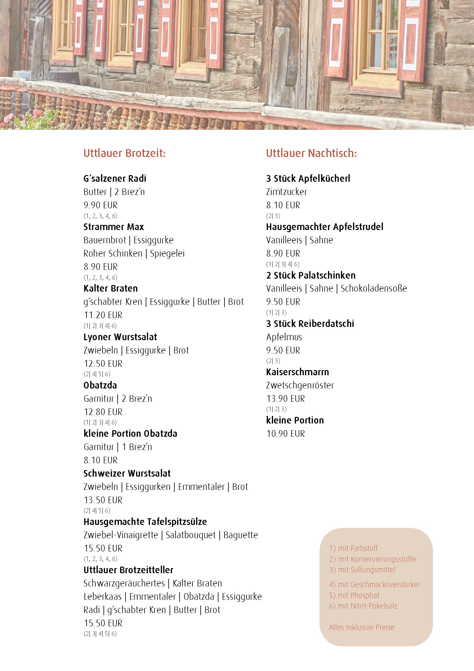 Speisekarte Gutshof Uttlau in Haarbach, Seite 6
