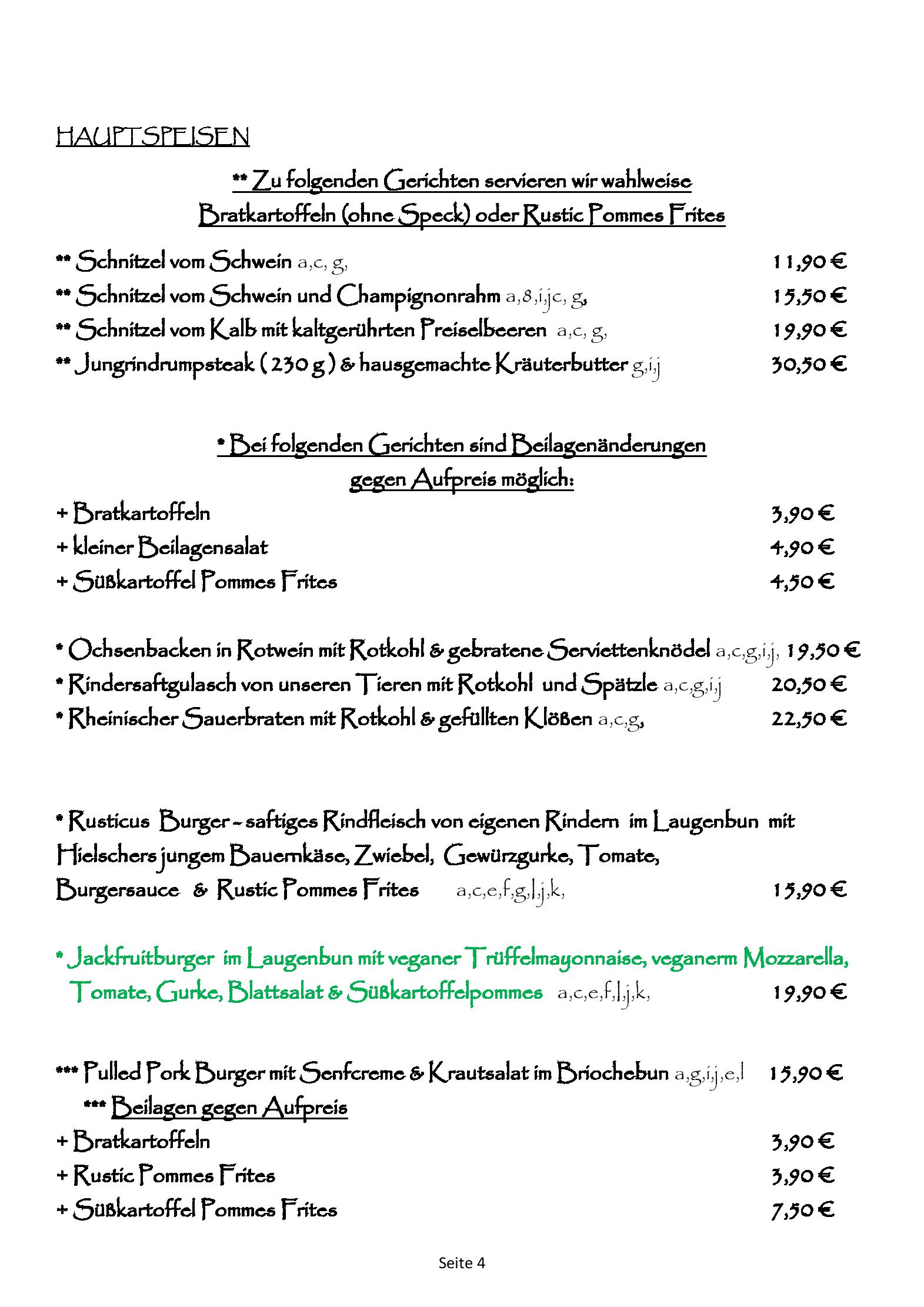 Speisekarte Rusticus in Leichlingen, Seite 14
