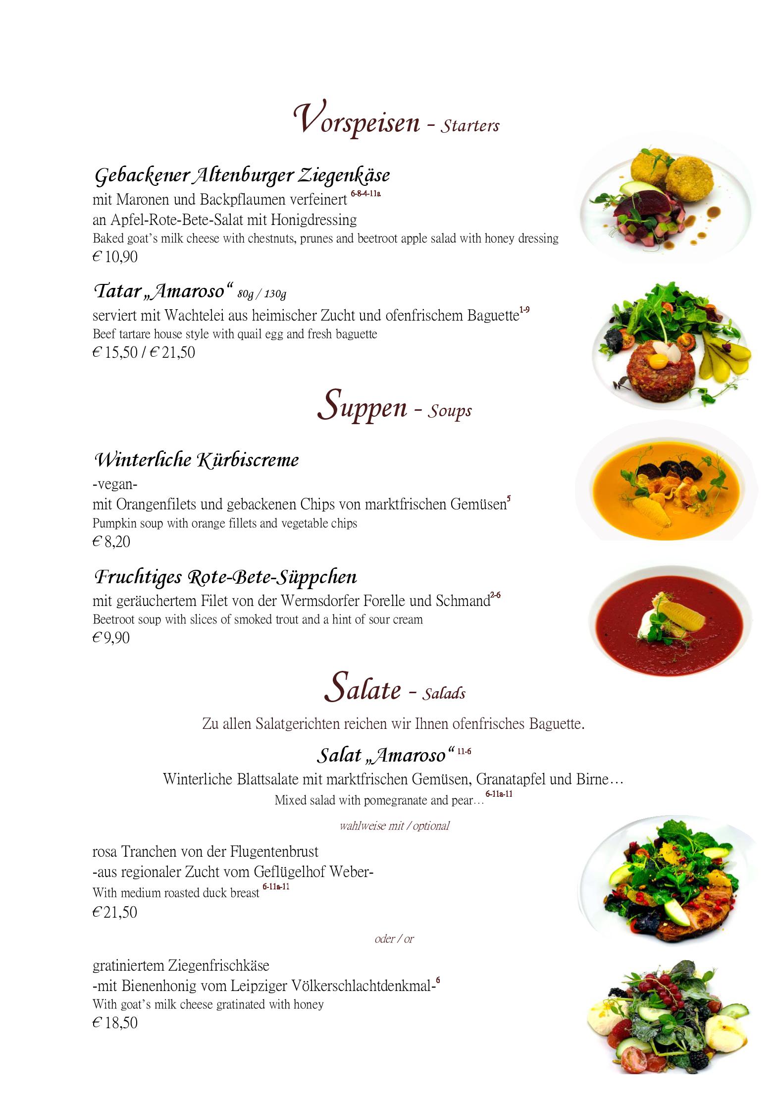Speisekarte Genießerrestaurant Amaroso in Leipzig, Seite 3