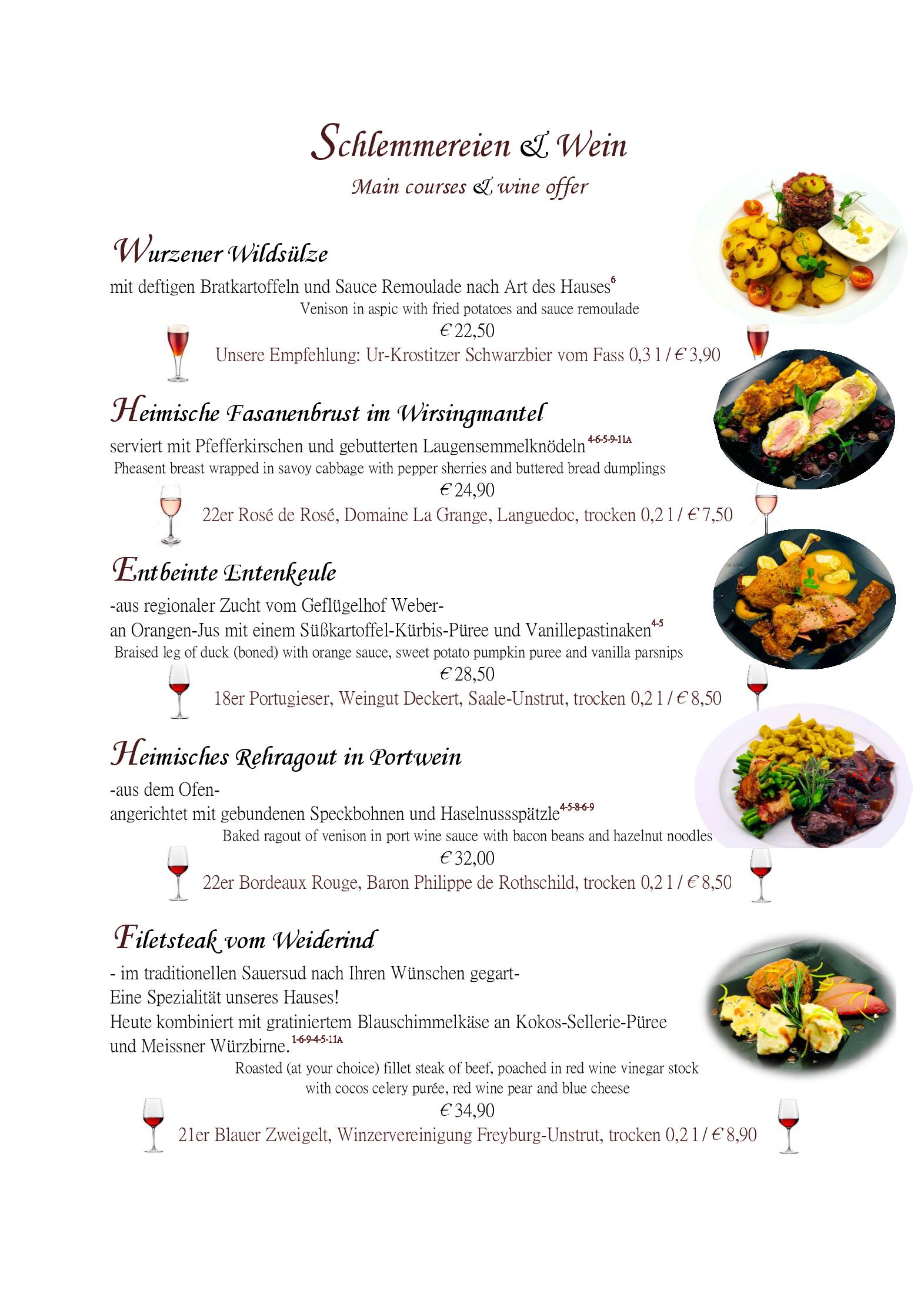 Speisekarte Genießerrestaurant Amaroso in Leipzig, Seite 5