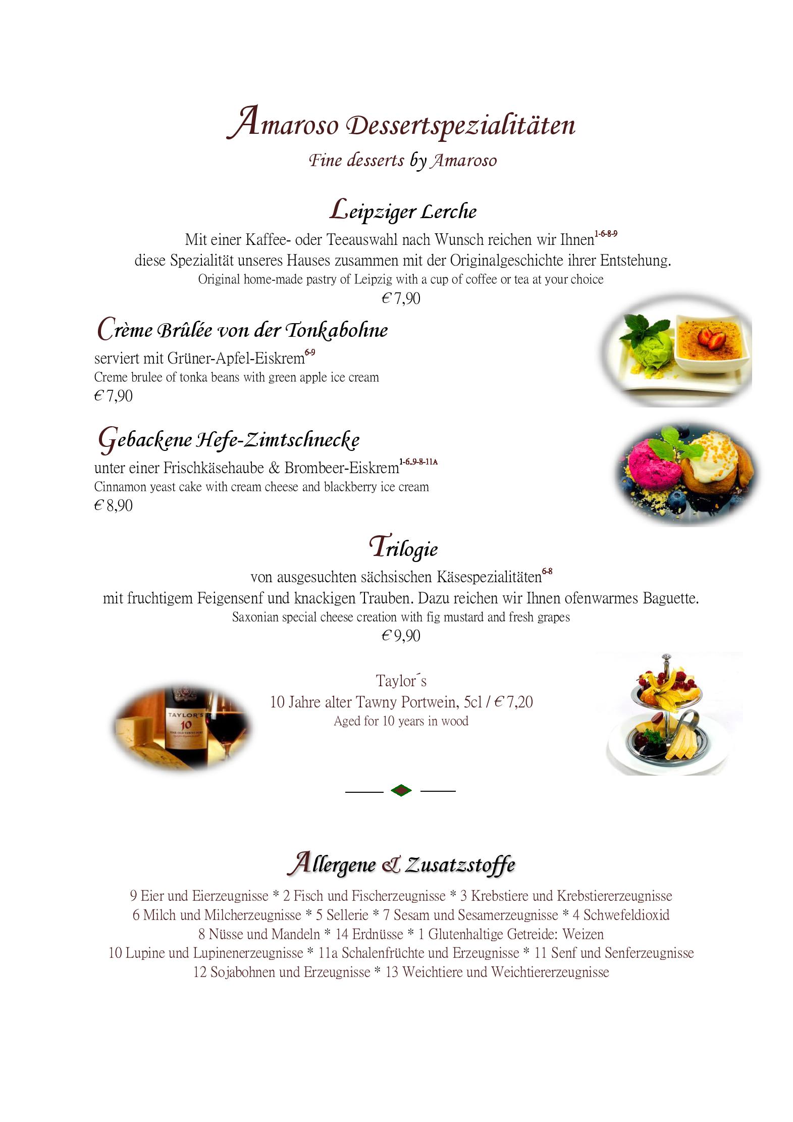 Speisekarte Genießerrestaurant Amaroso in Leipzig, Seite 6