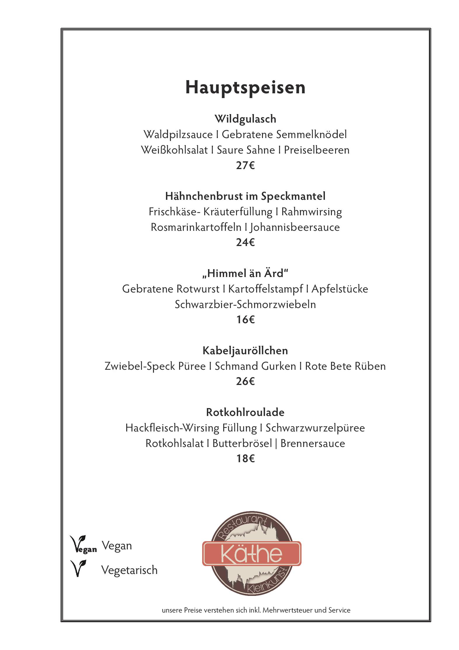 Speisekarte Restaurant Käthe in Rostock, Seite 5