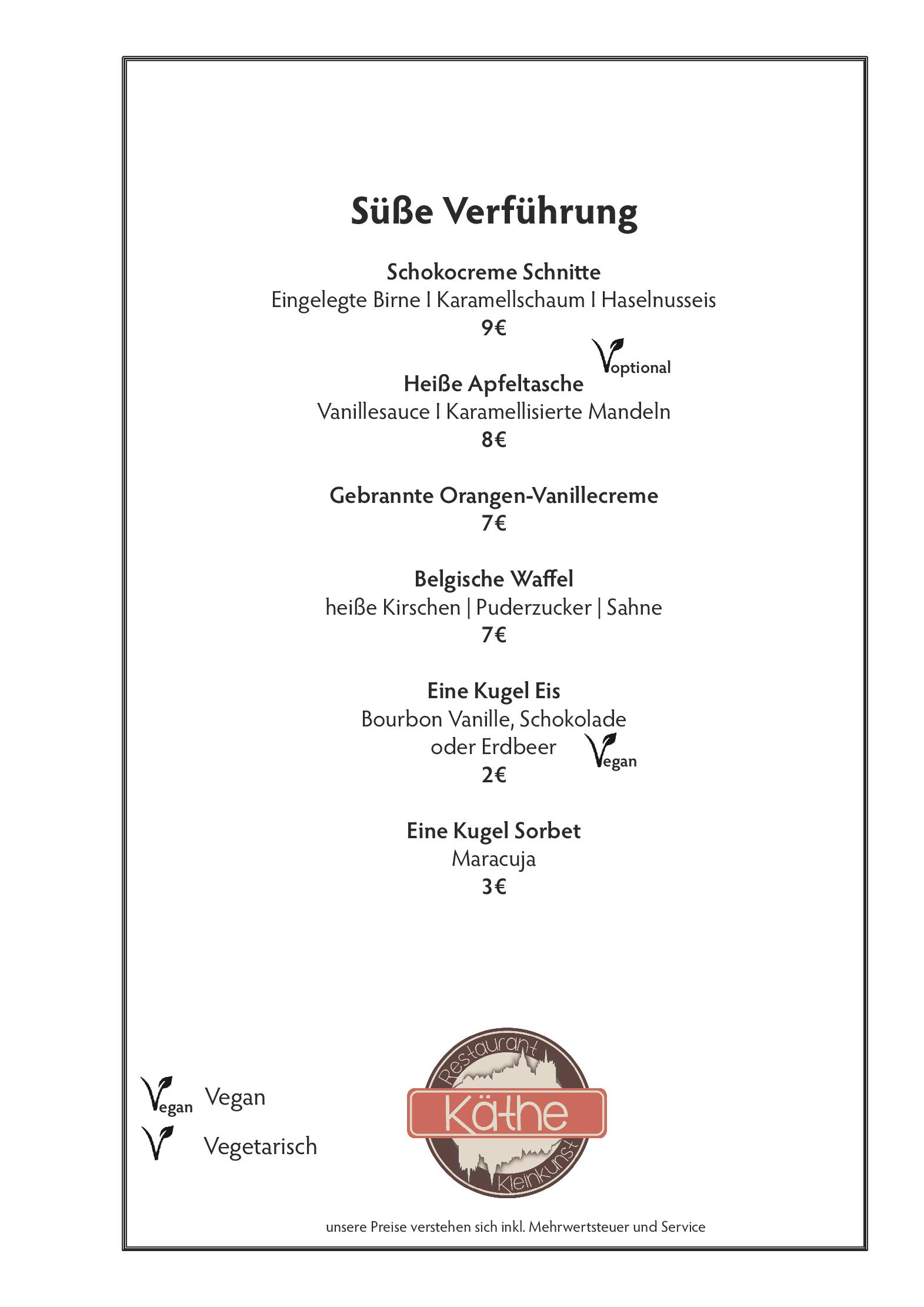Speisekarte Restaurant Käthe in Rostock, Seite 7