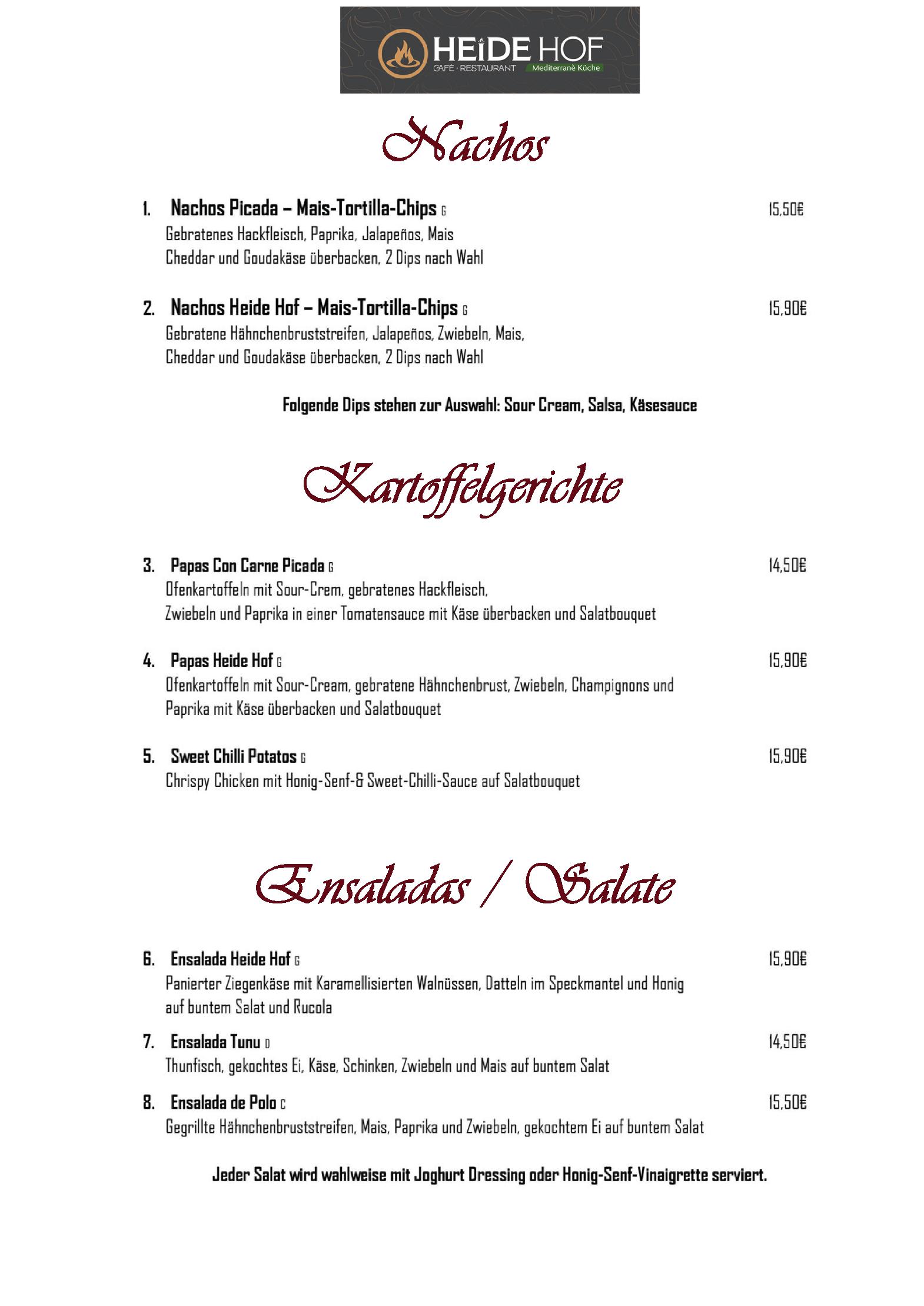 Speisekarte Restaurant Heide Hof in Kürten, Seite 2