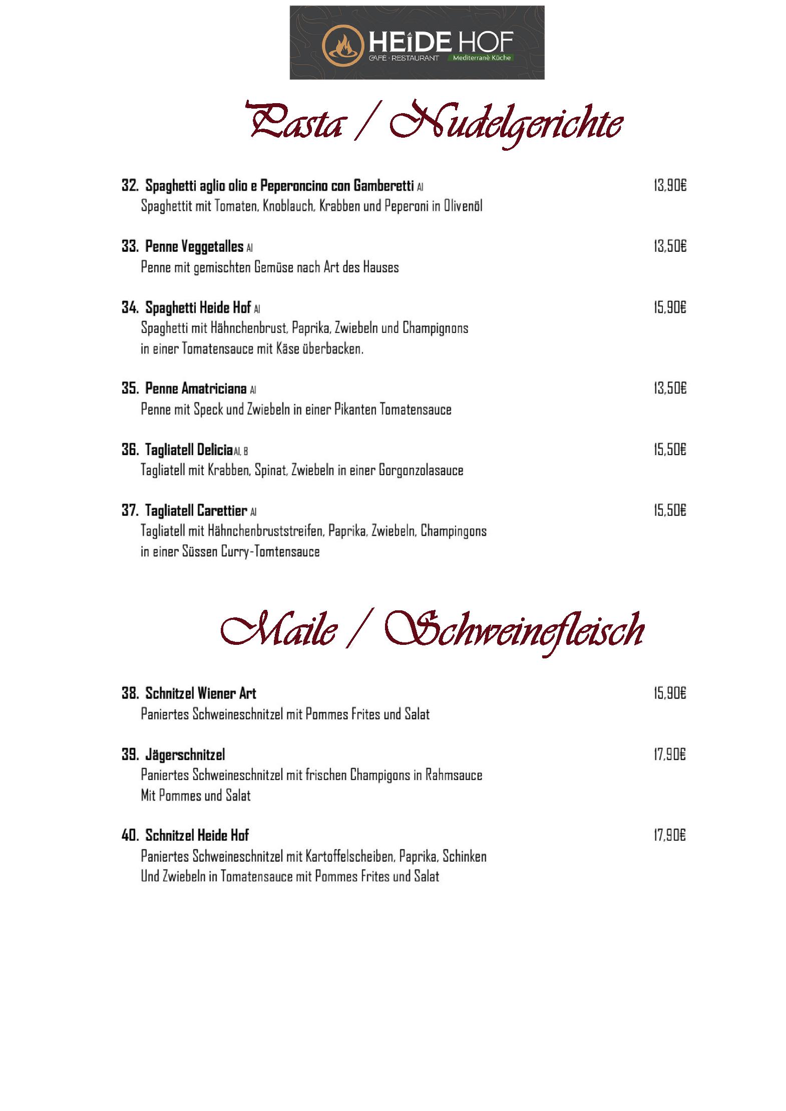 Speisekarte Restaurant Heide Hof in Kürten, Seite 5