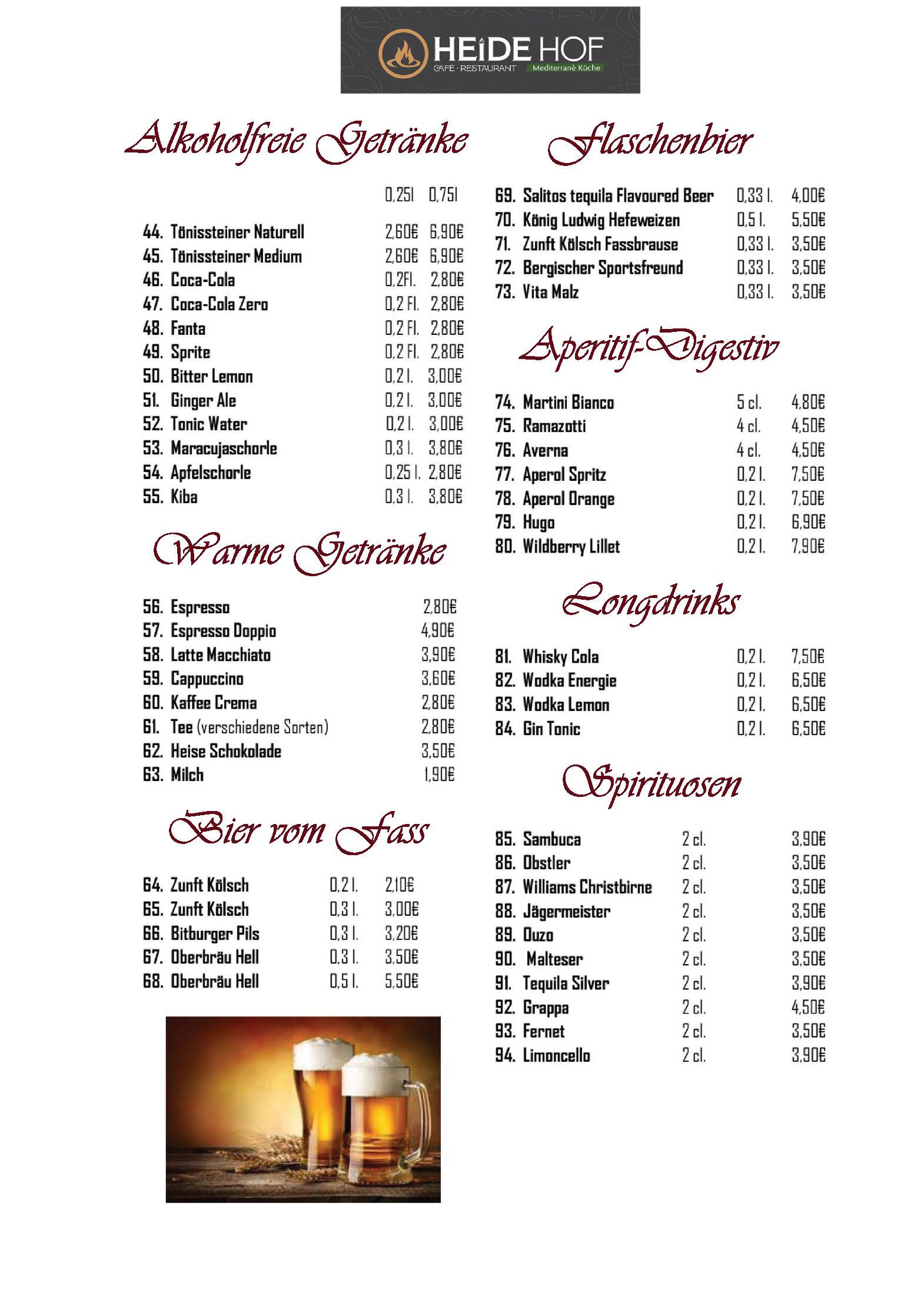 Speisekarte Restaurant Heide Hof in Kürten, Seite 7