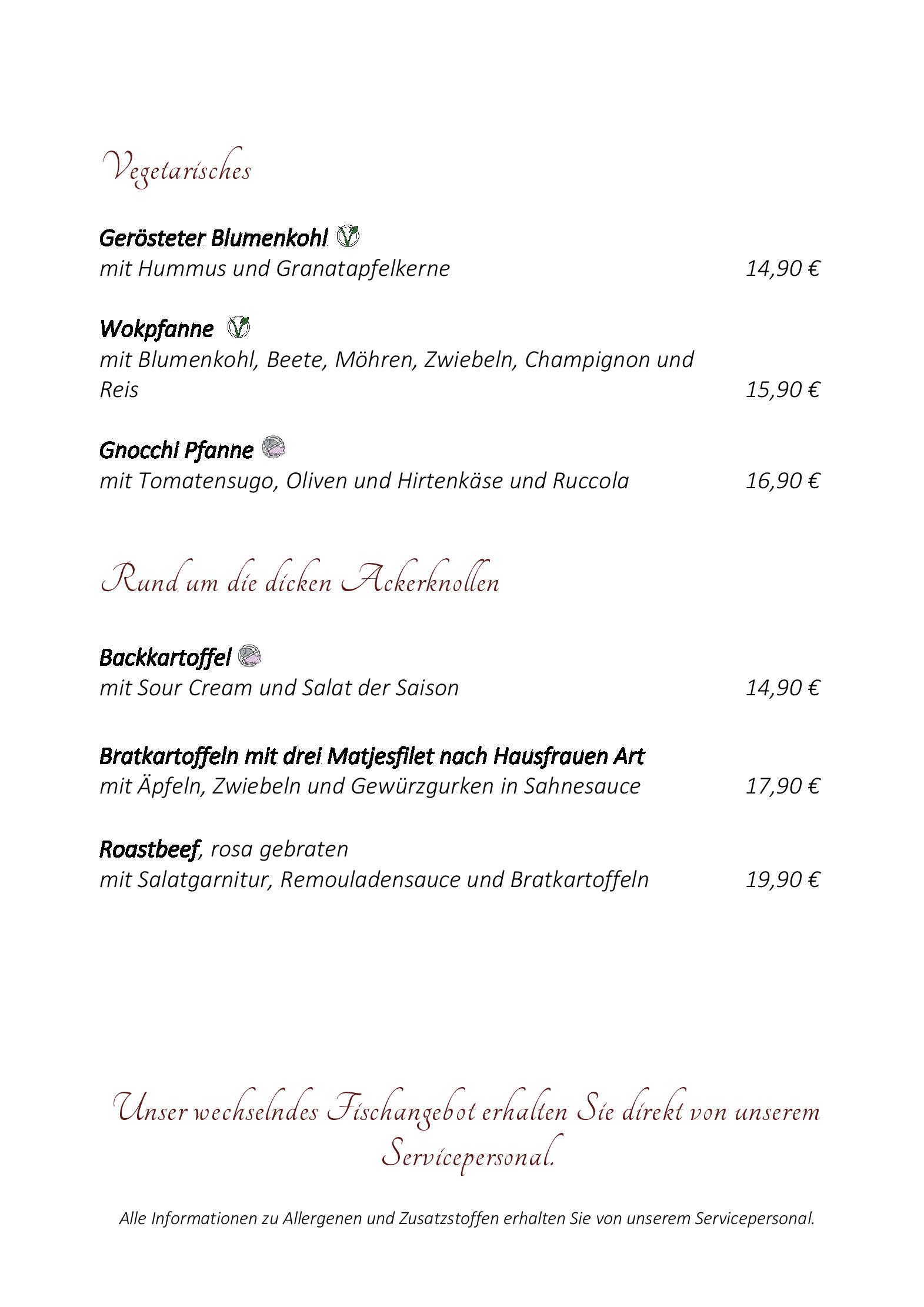 Speisekarte Wildpark-Restaurant Schwarze Berge in Rosengarten, Seite 25
