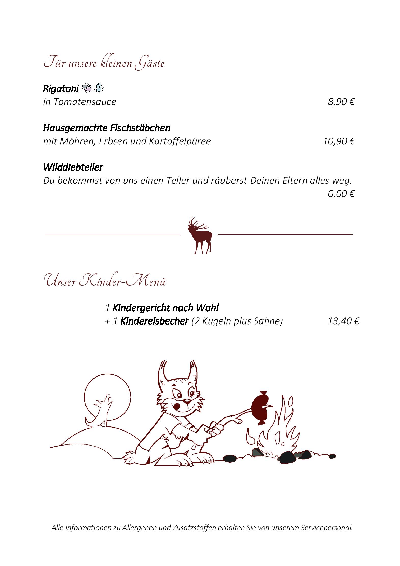 Speisekarte Wildpark-Restaurant Schwarze Berge in Rosengarten, Seite 28