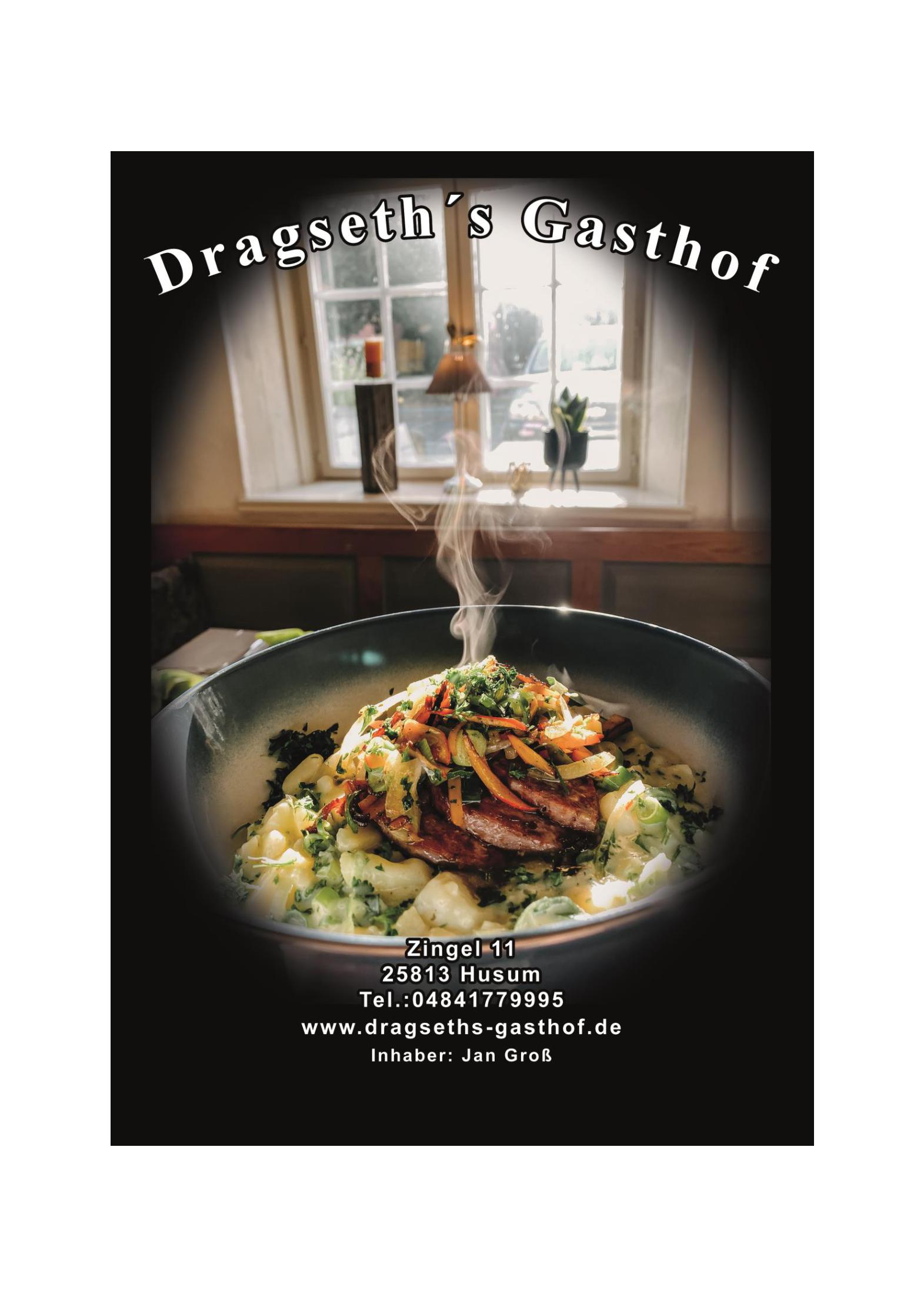 Speisekarte Dragseths Gasthof in Husum, Seite 1