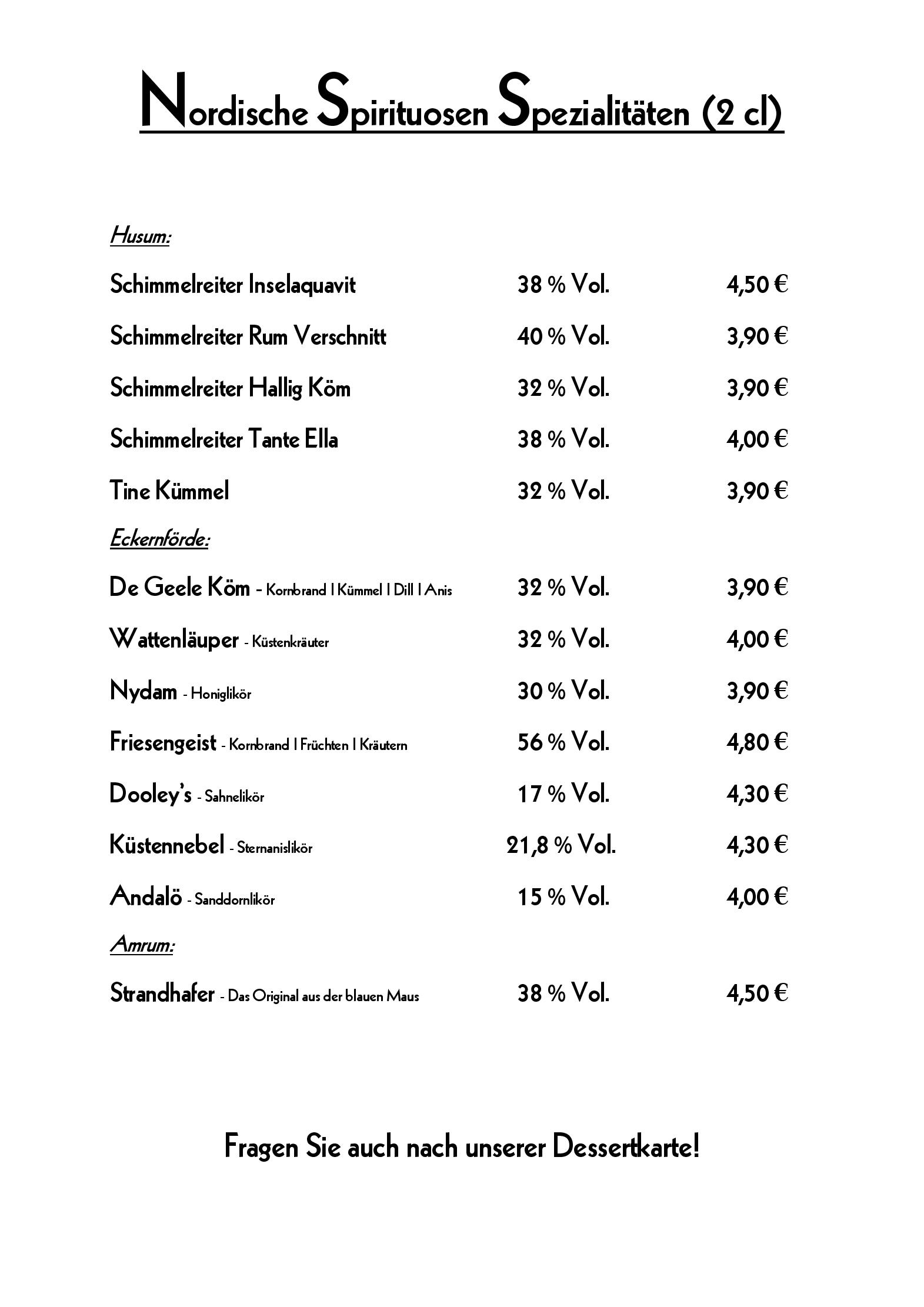 Speisekarte Dragseths Gasthof in Husum, Seite 10