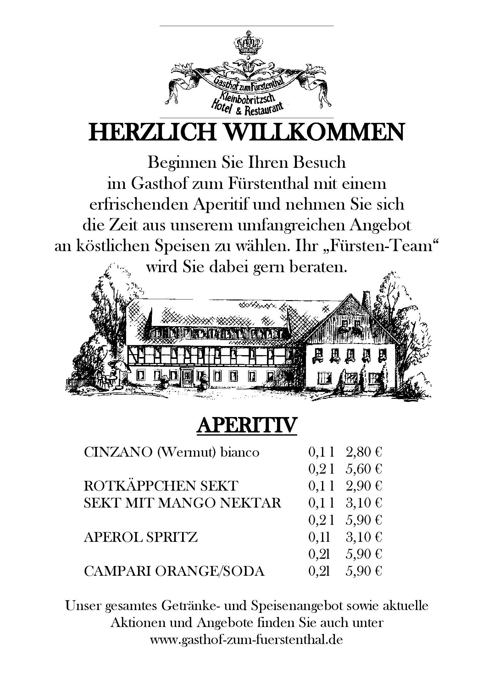 Speisekarte Zum Fürstenthal in Frauenstein, Seite 1