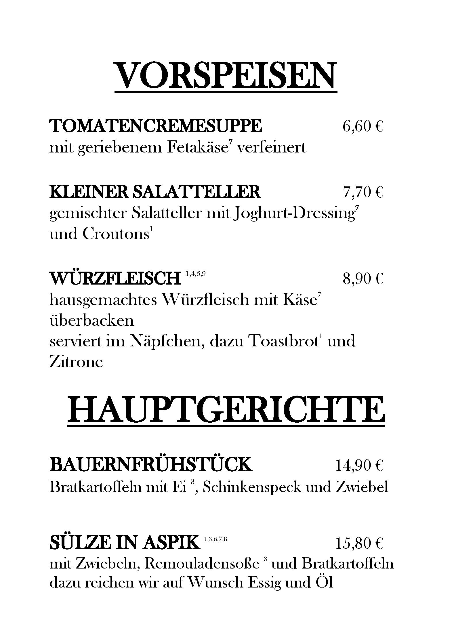 Speisekarte Zum Fürstenthal in Frauenstein, Seite 2