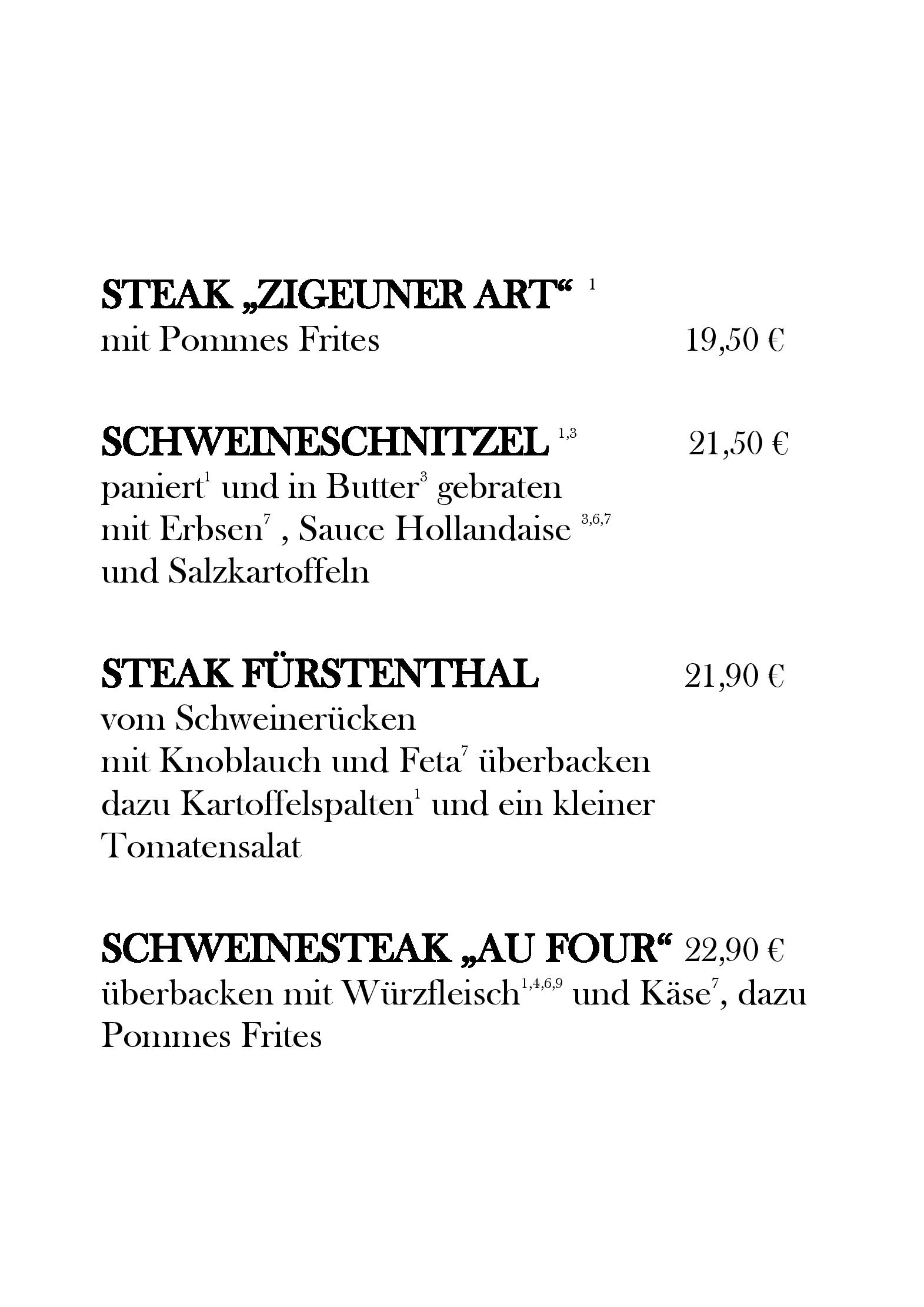 Speisekarte Zum Fürstenthal in Frauenstein, Seite 4