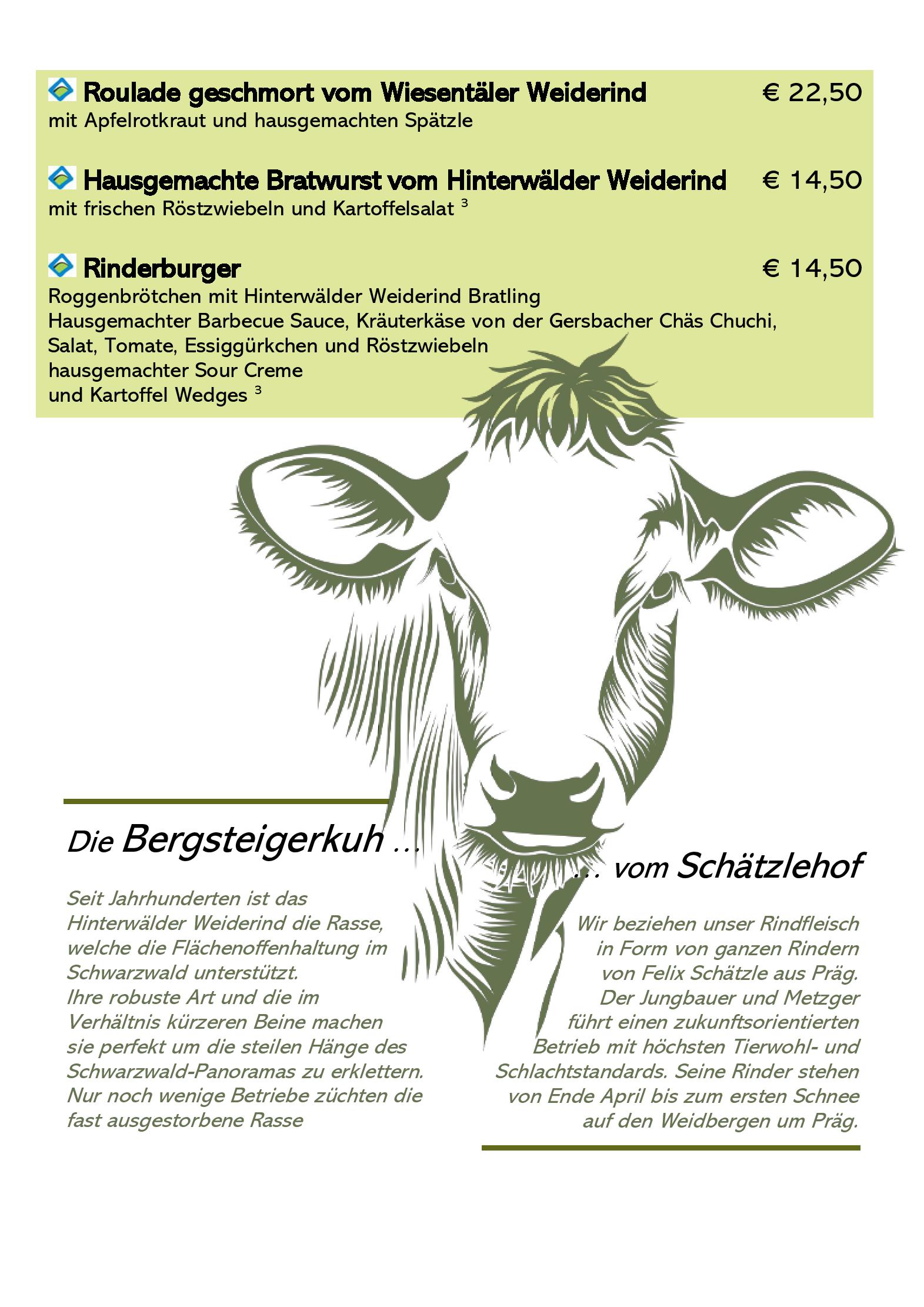 Speisekarte Rößle in Todtmoos, Seite 2