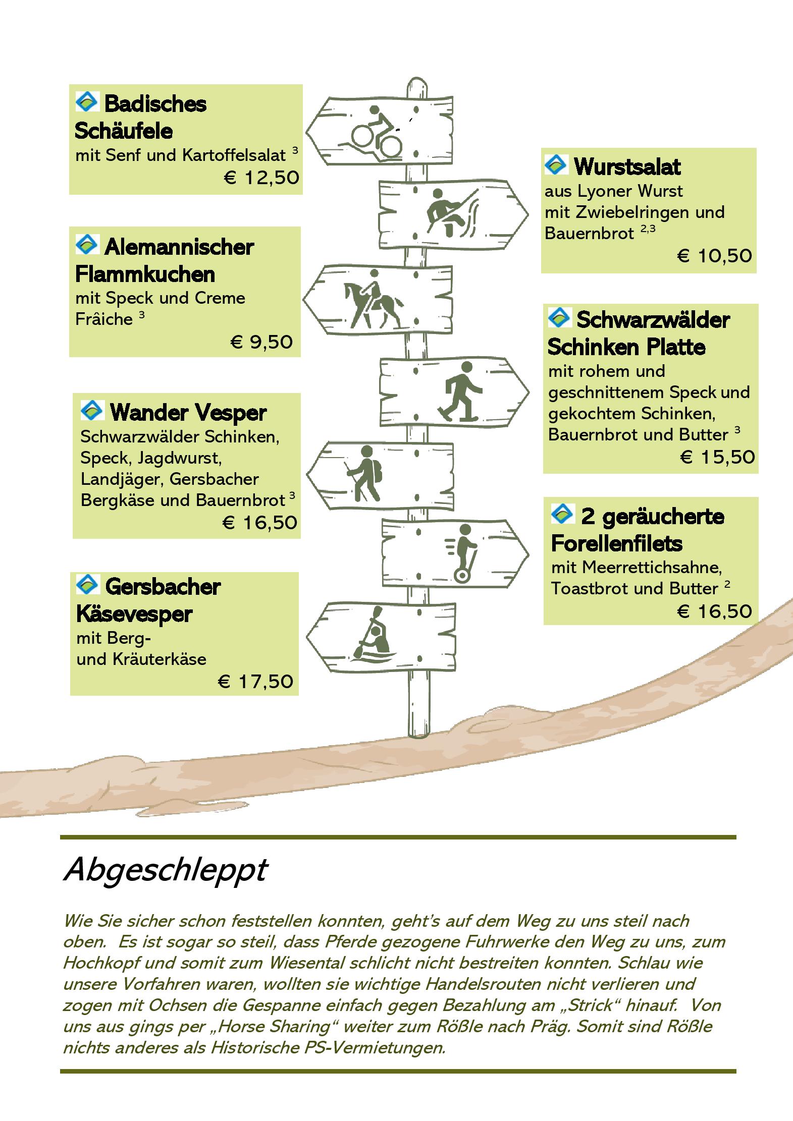 Speisekarte Rößle in Todtmoos, Seite 4