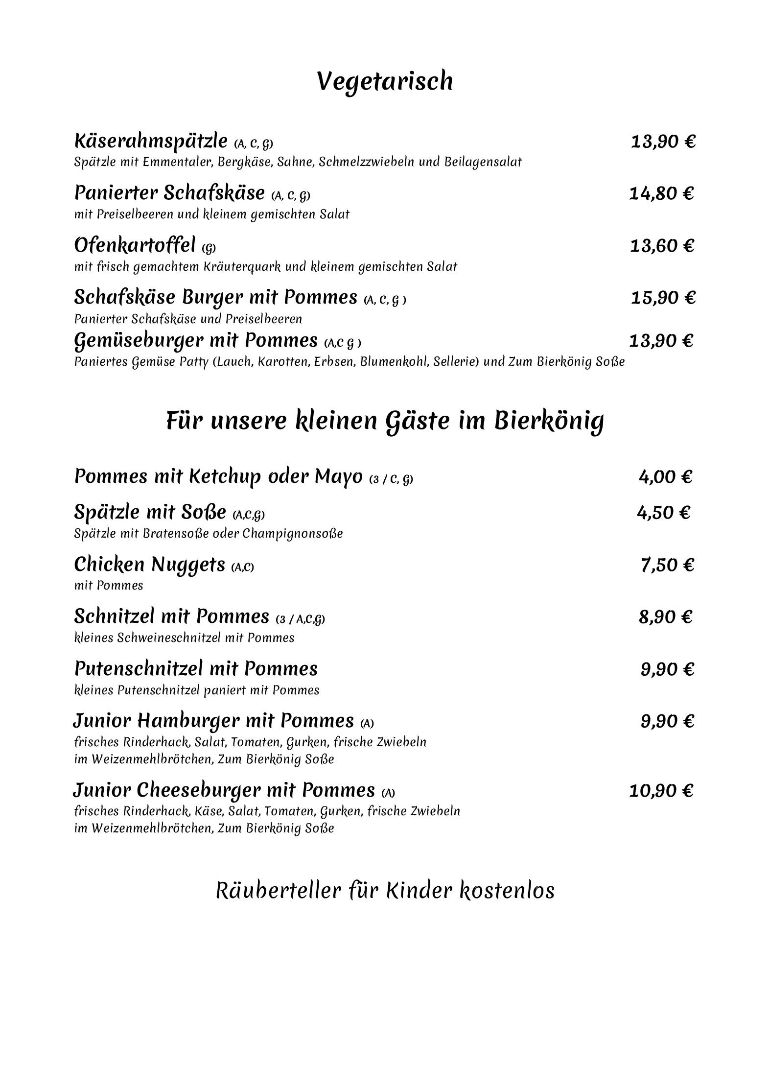 Speisekarte Zum Bierkönig in Althengstett, Seite 4