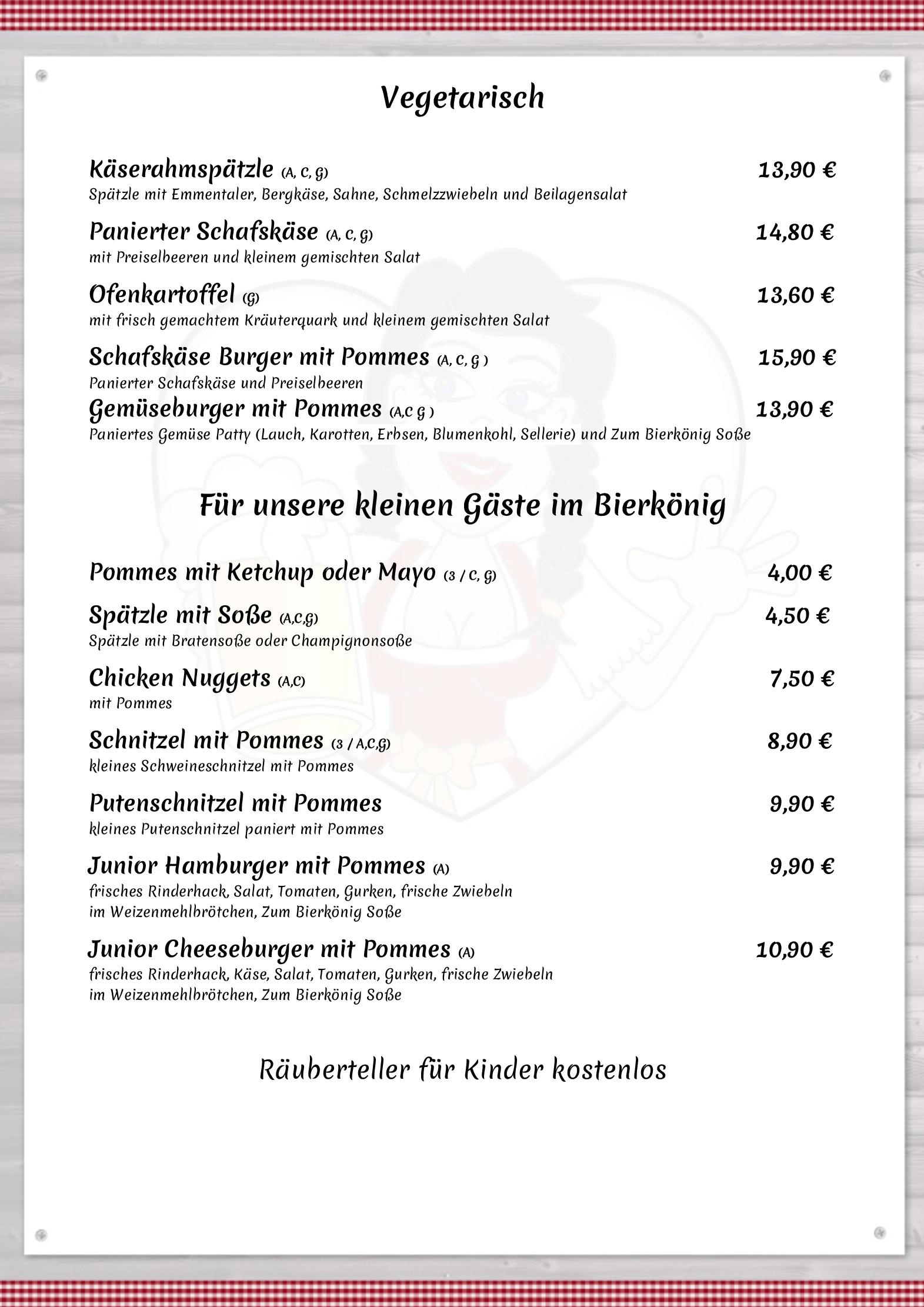 Speisekarte Zum Bierkönig in Althengstett, Seite 9