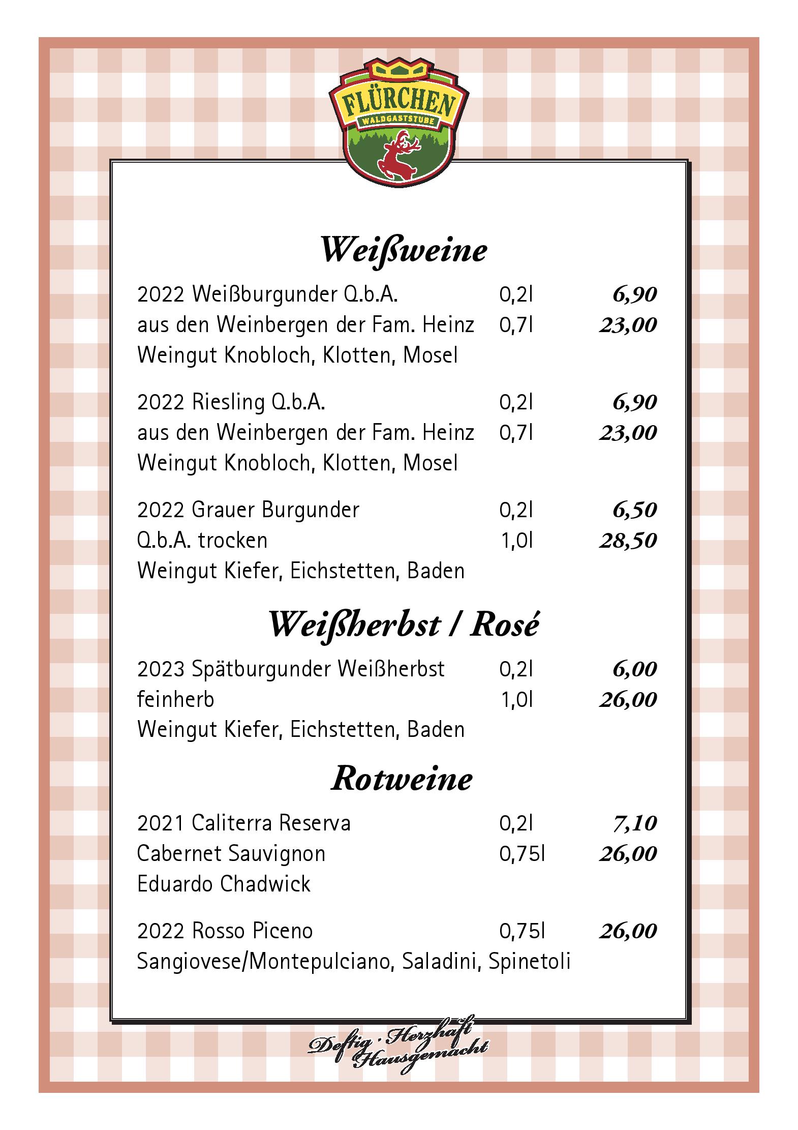 Speisekarte Waldgaststätte Am Flürchen in Höhr-Grenzhausen, Seite 15