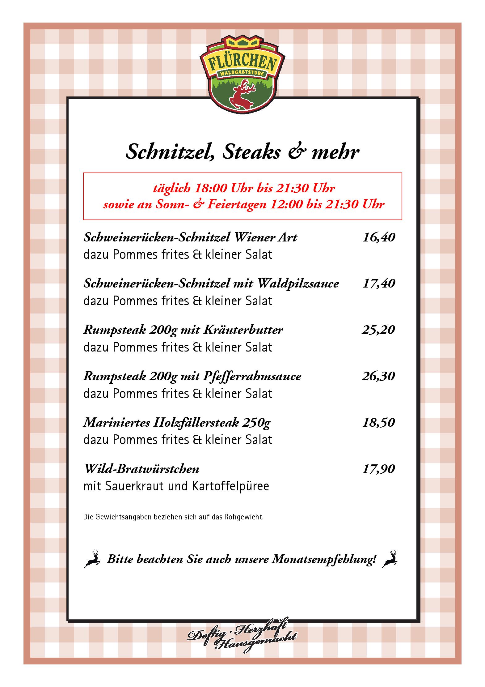 Speisekarte Waldgaststätte Am Flürchen in Höhr-Grenzhausen, Seite 6