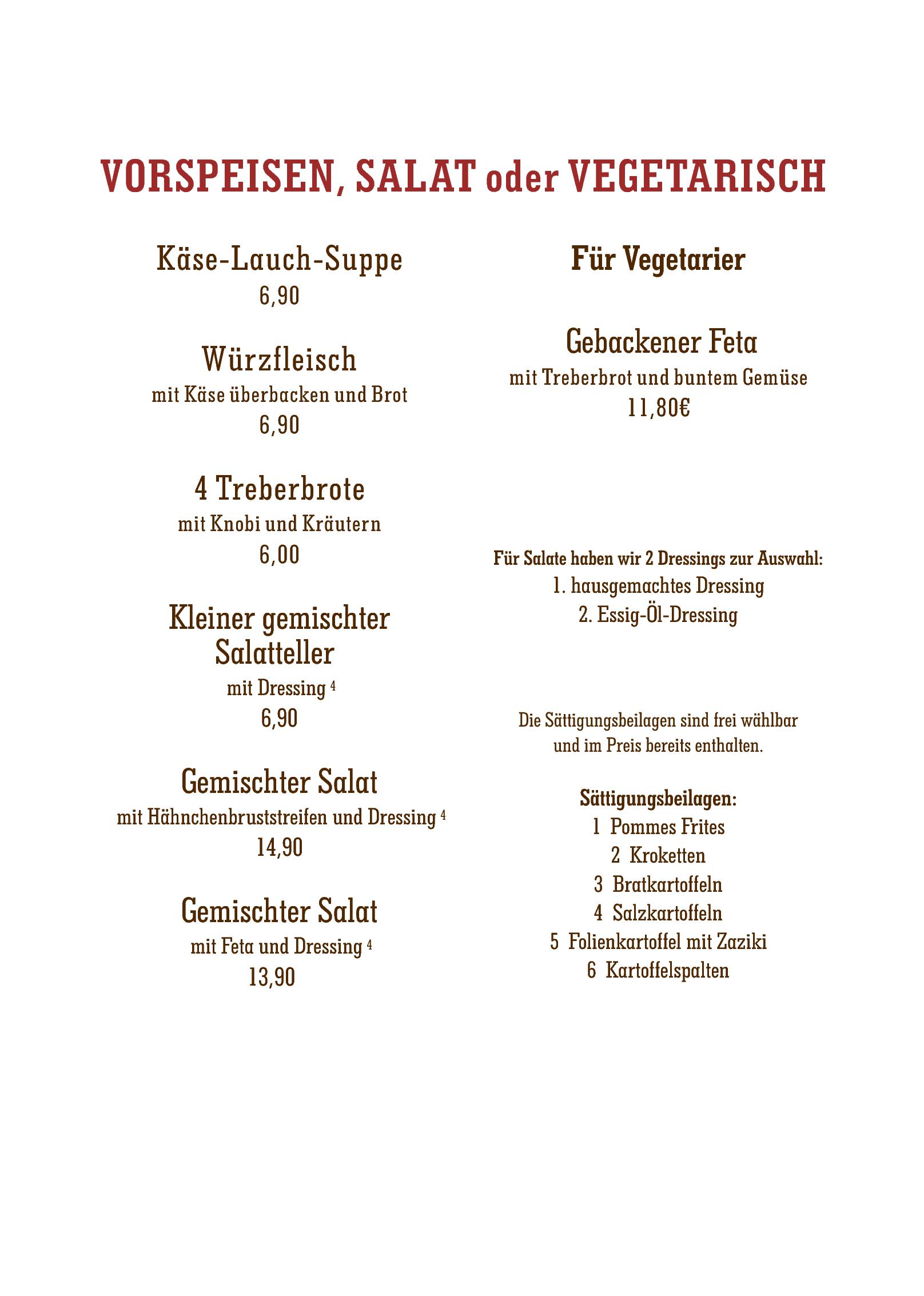 Speisekarte Landhotel & Brauhaus Prignitzer Hof in Pritzwalk, Seite 1