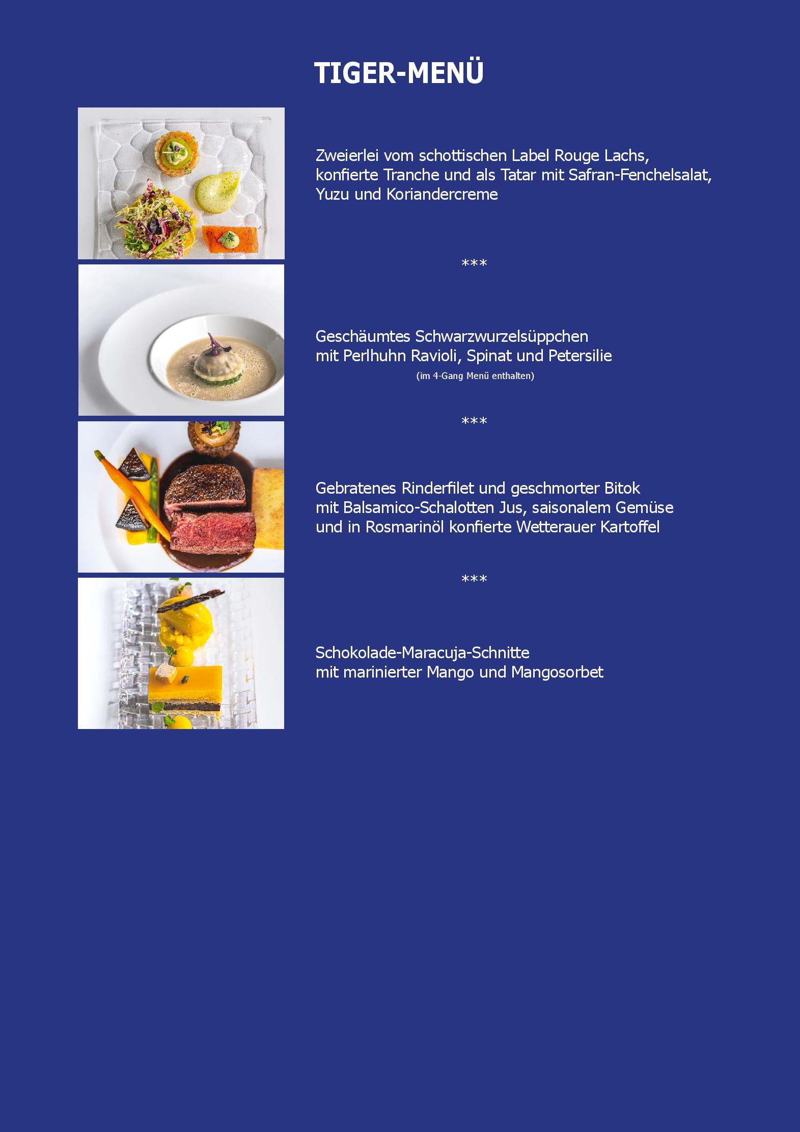 Speisekarte Tiger-Gourmet Restaurant in Frankfurt am Main, Seite 1