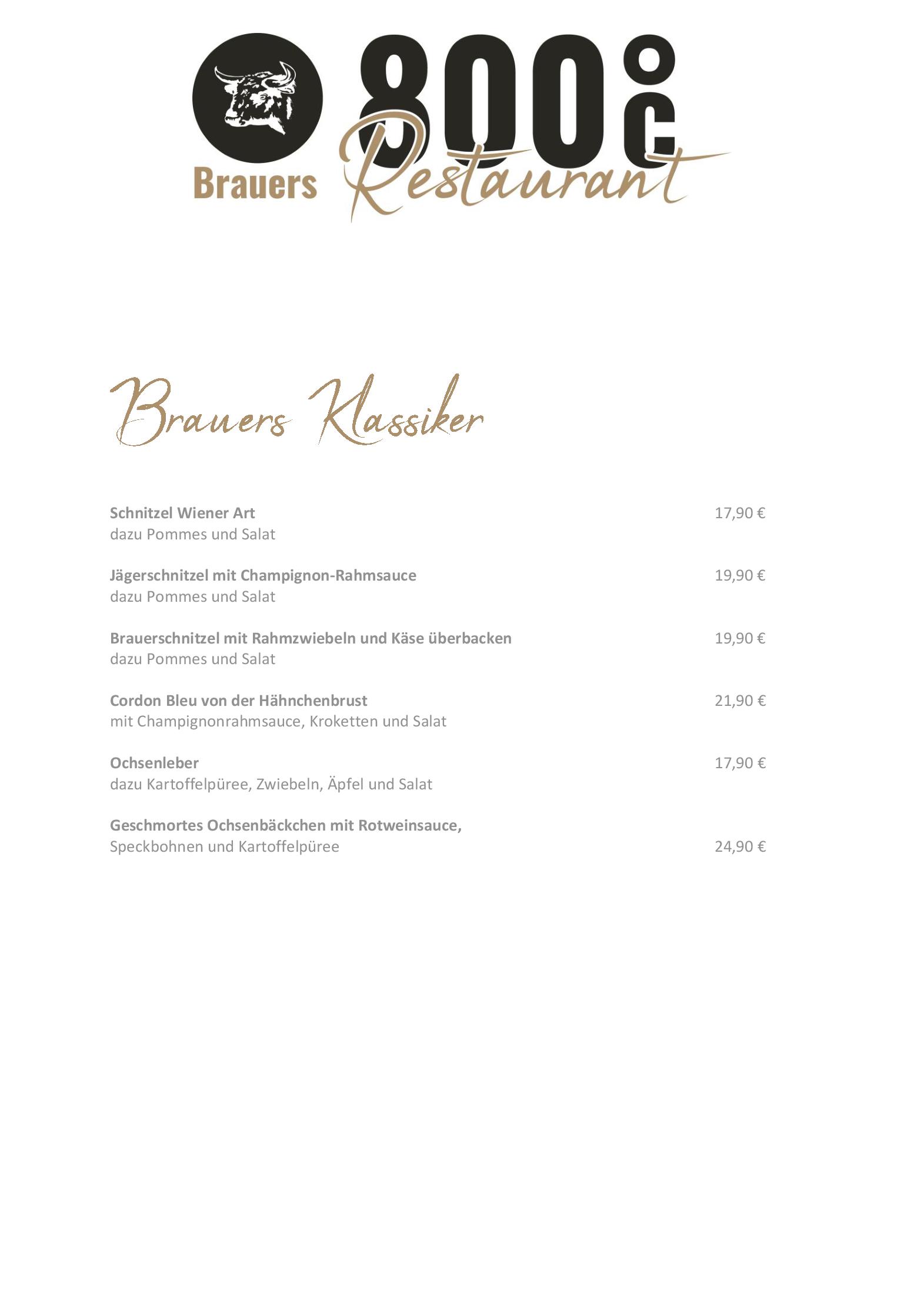Speisekarte Brauer´s 800°C Restaurant - Steakhaus in Daun, Seite 2