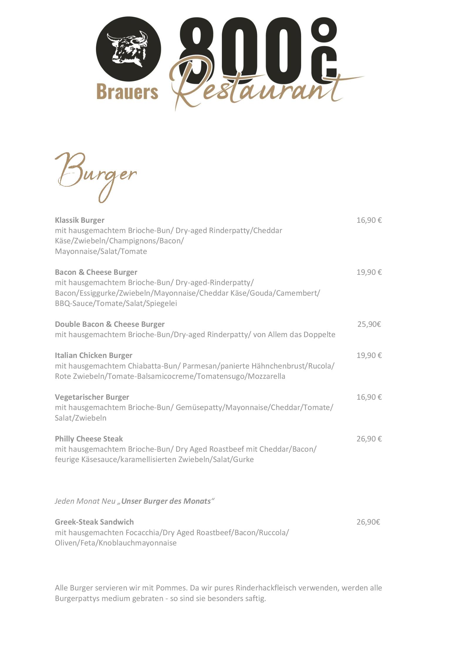 Speisekarte Brauer´s 800°C Restaurant - Steakhaus in Daun, Seite 3