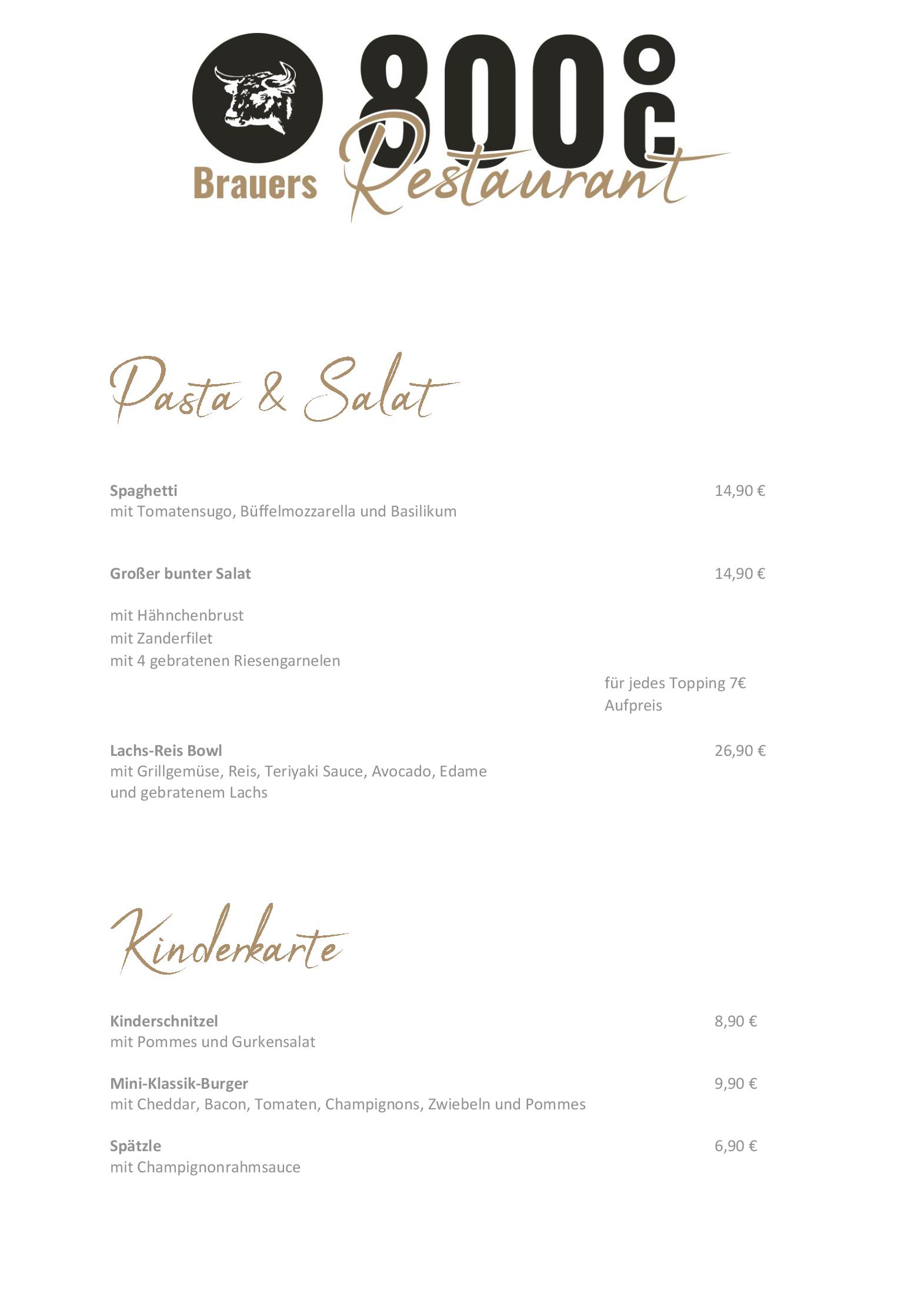 Speisekarte Brauer´s 800°C Restaurant - Steakhaus in Daun, Seite 7