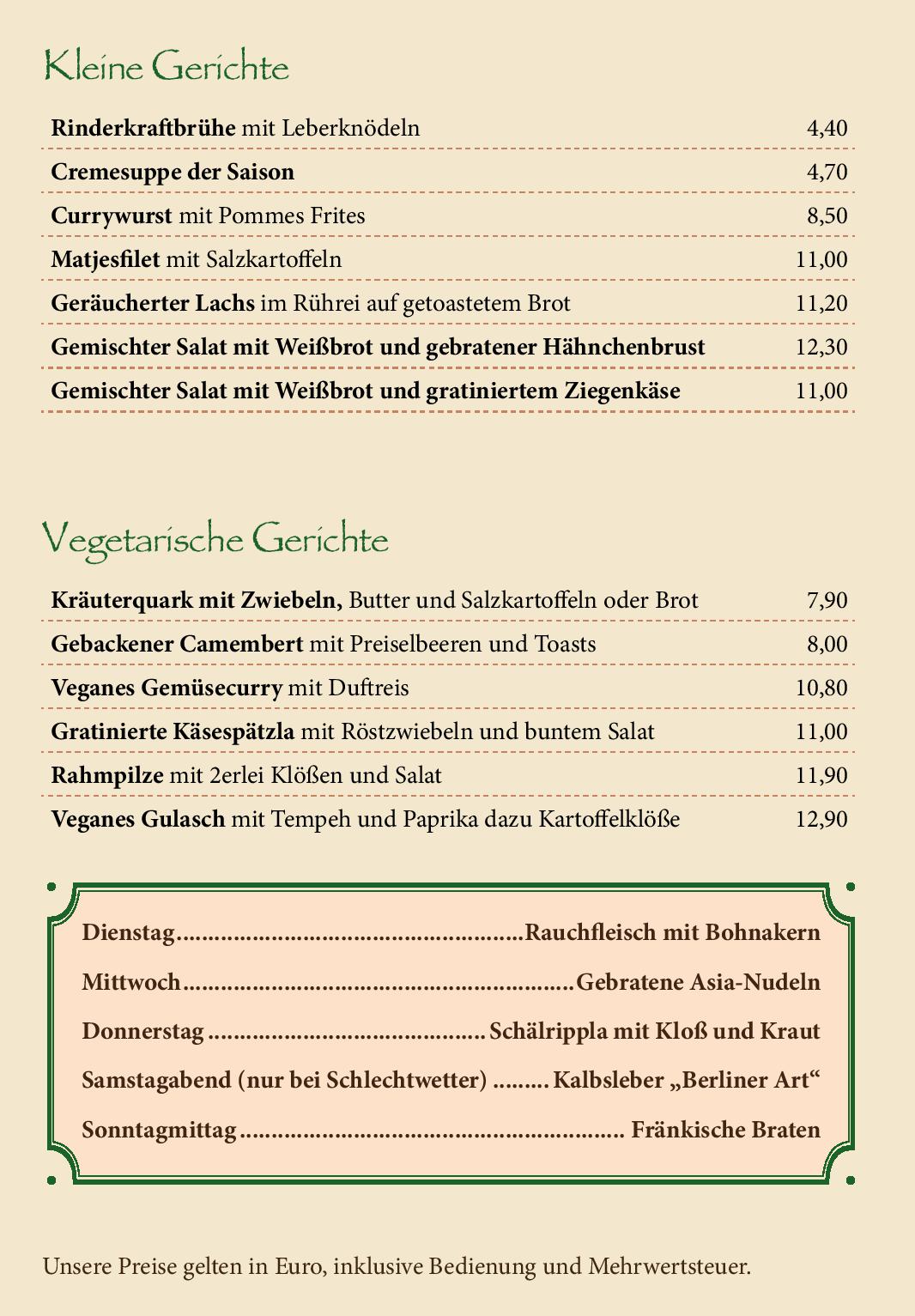 Speisekarte Gasthof SCHILLER bei Bamberg in Strullendorf, Seite 2