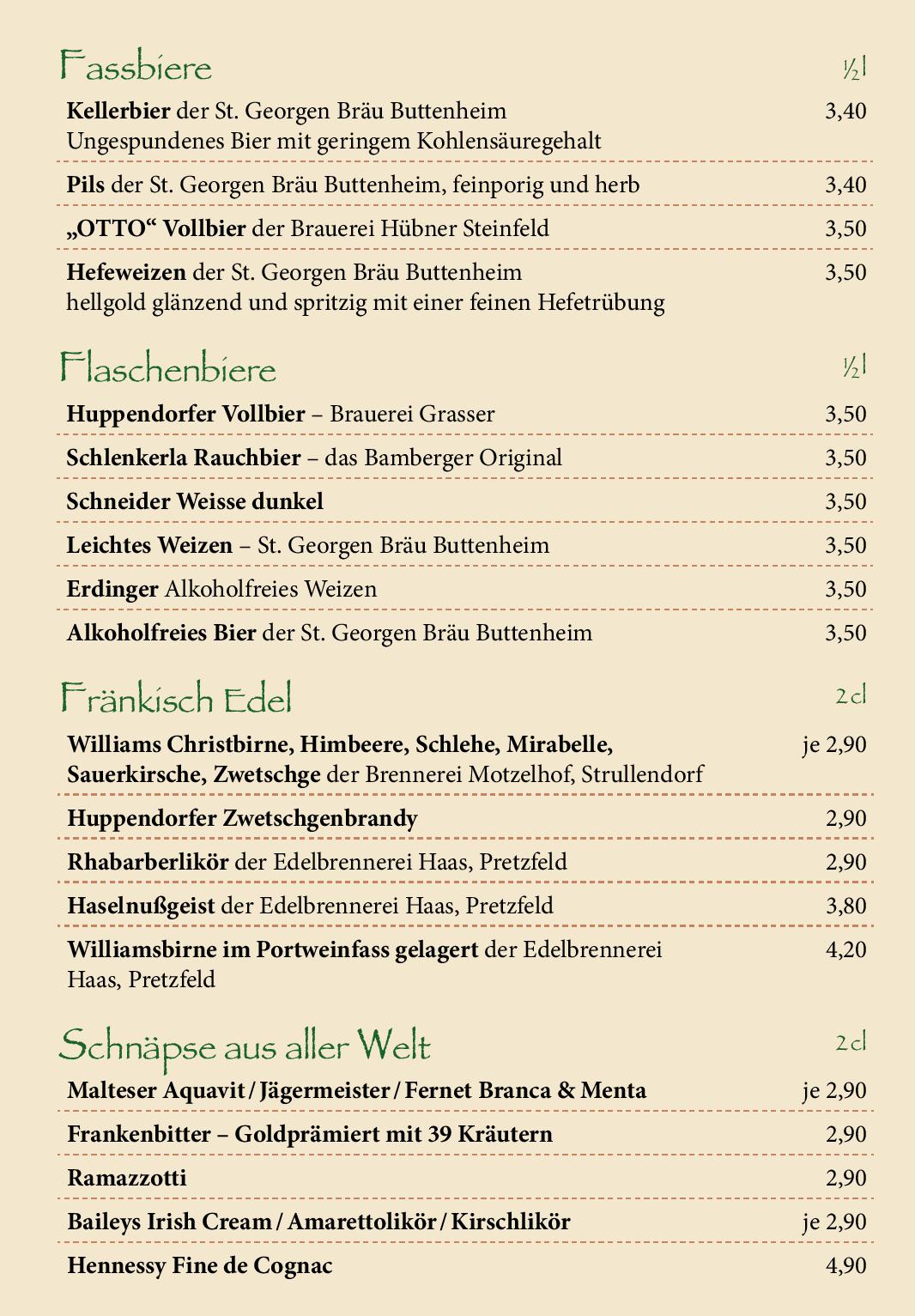 Speisekarte Gasthof SCHILLER bei Bamberg in Strullendorf, Seite 7