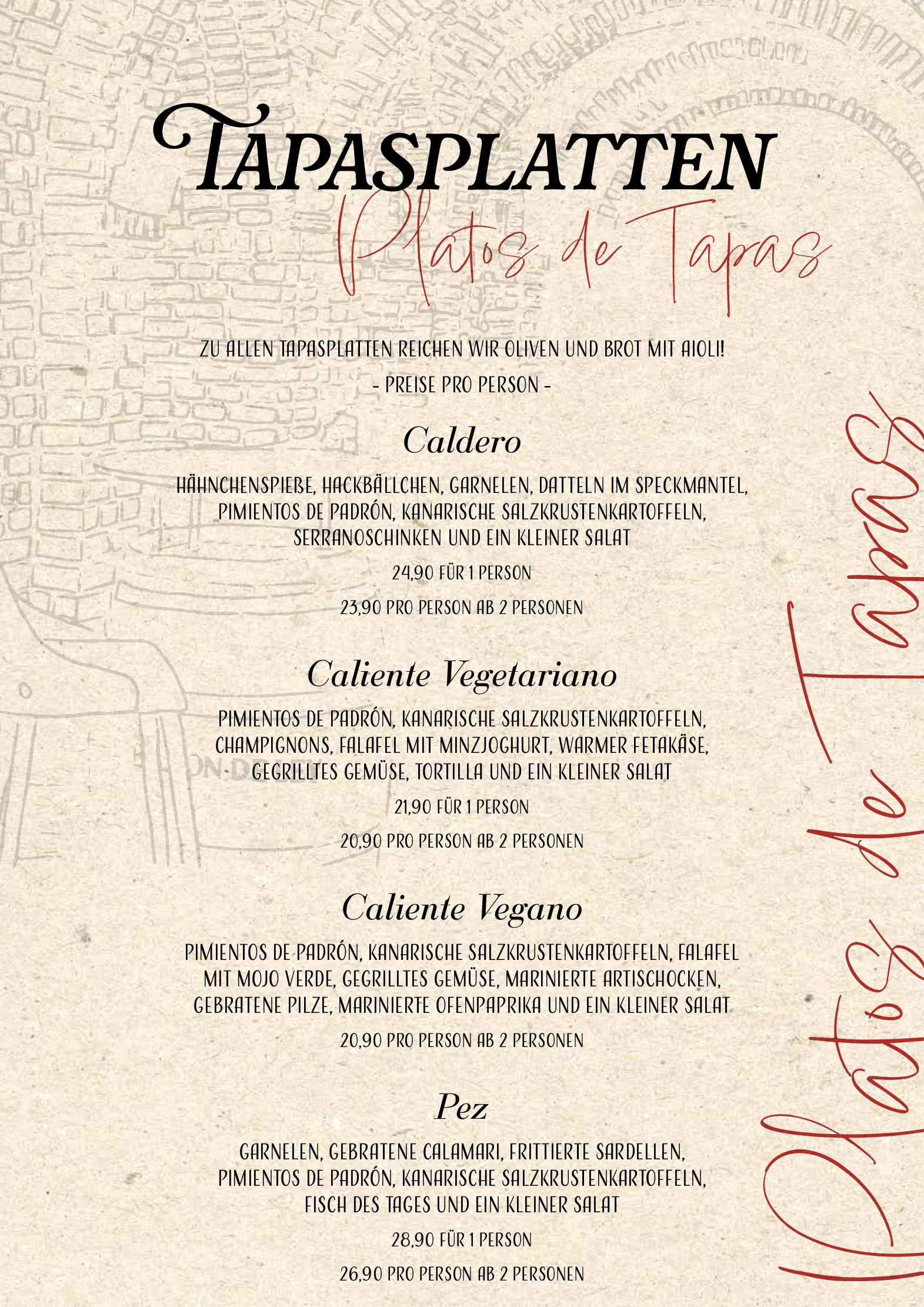 Speisekarte Caldero - The Tapas Wine Connection in Oldenburg, Seite 8