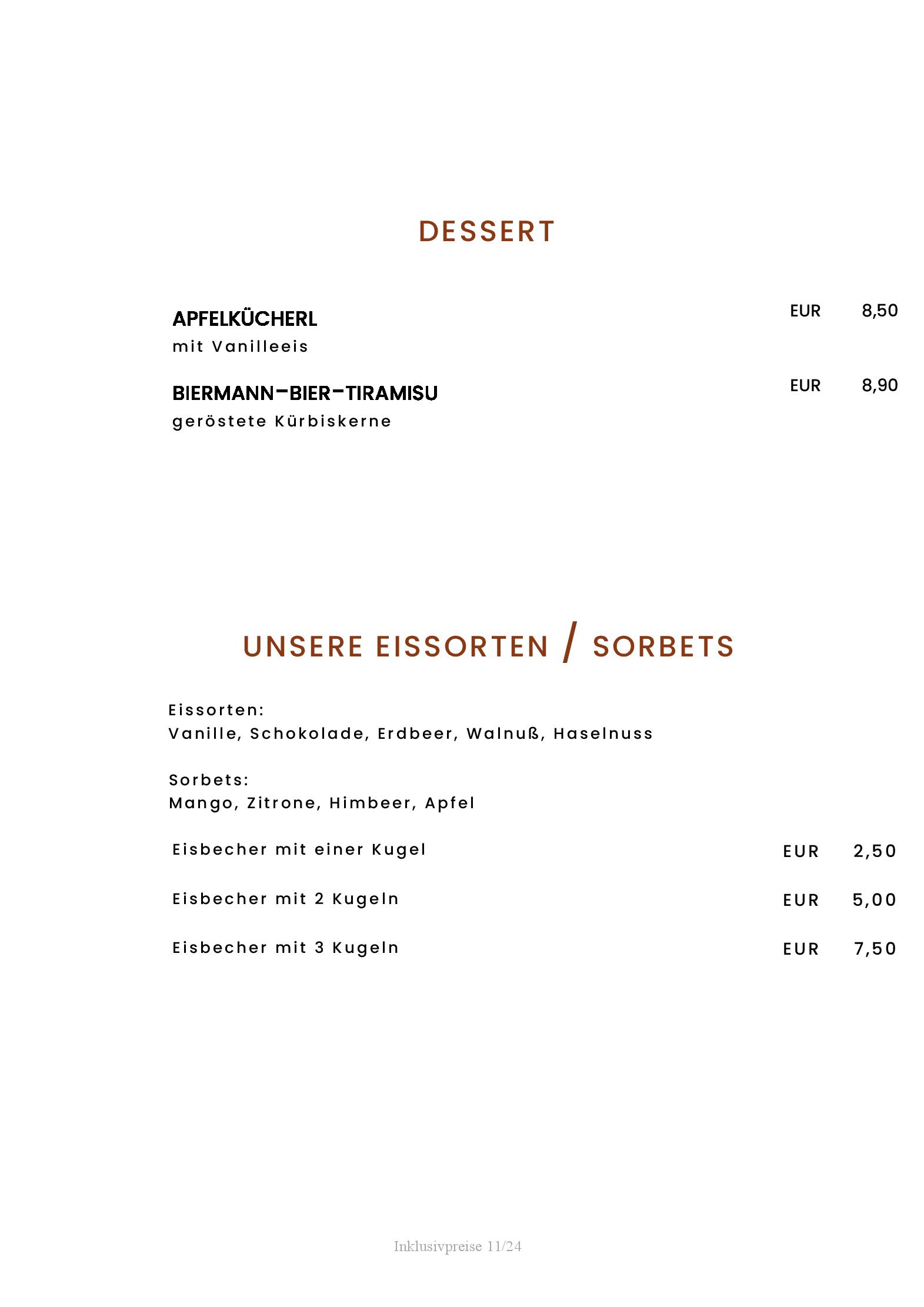 Speisekarte Gasthaus DER BIERMANN in München, Seite 17
