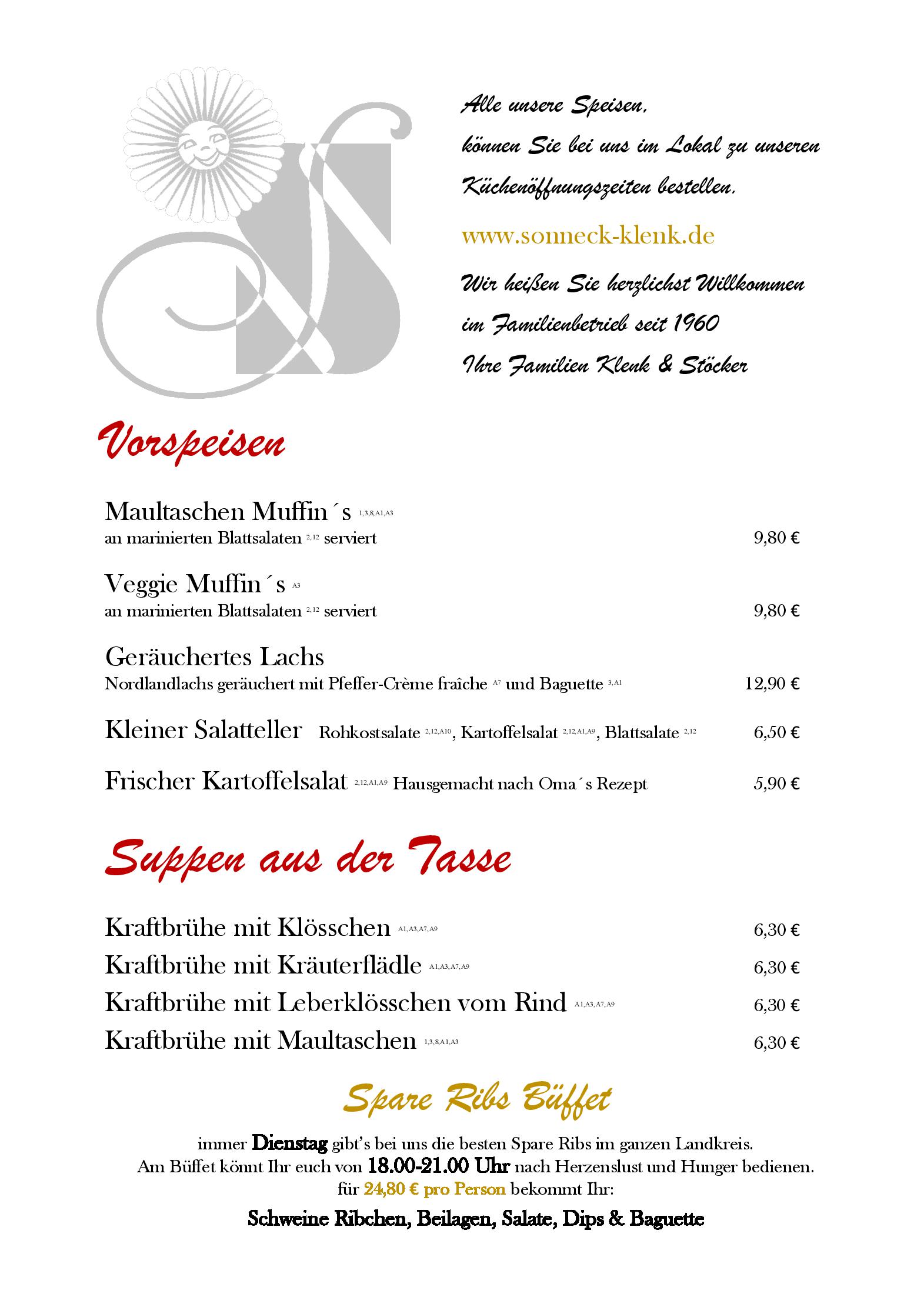 Speisekarte Hotel - Restaurant Sonneck in Schwaebisch Hall, Seite 30