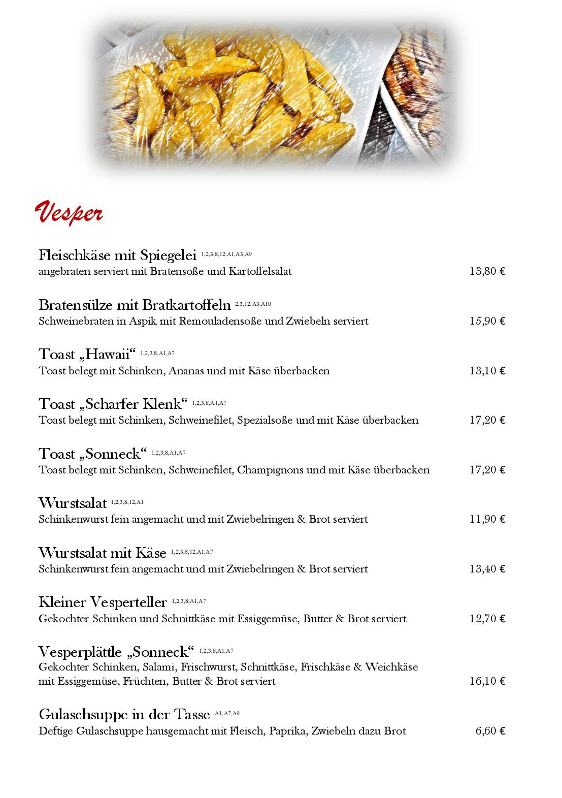 Speisekarte Hotel - Restaurant Sonneck in Schwaebisch Hall, Seite 37