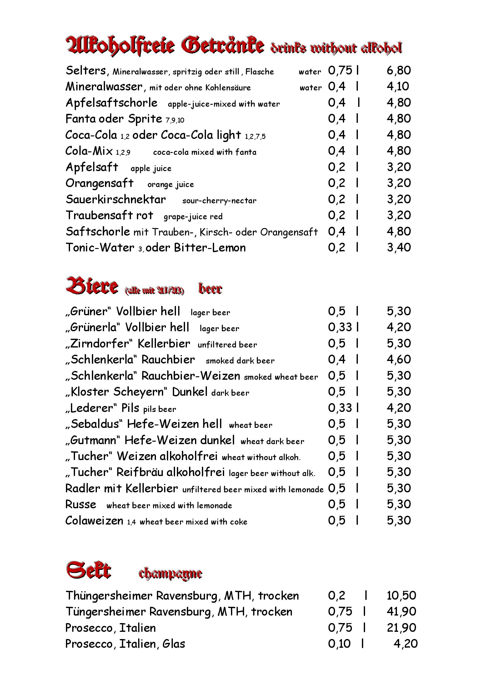 Speisekarte Restaurant Trödelstuben in Nürnberg, Seite 10