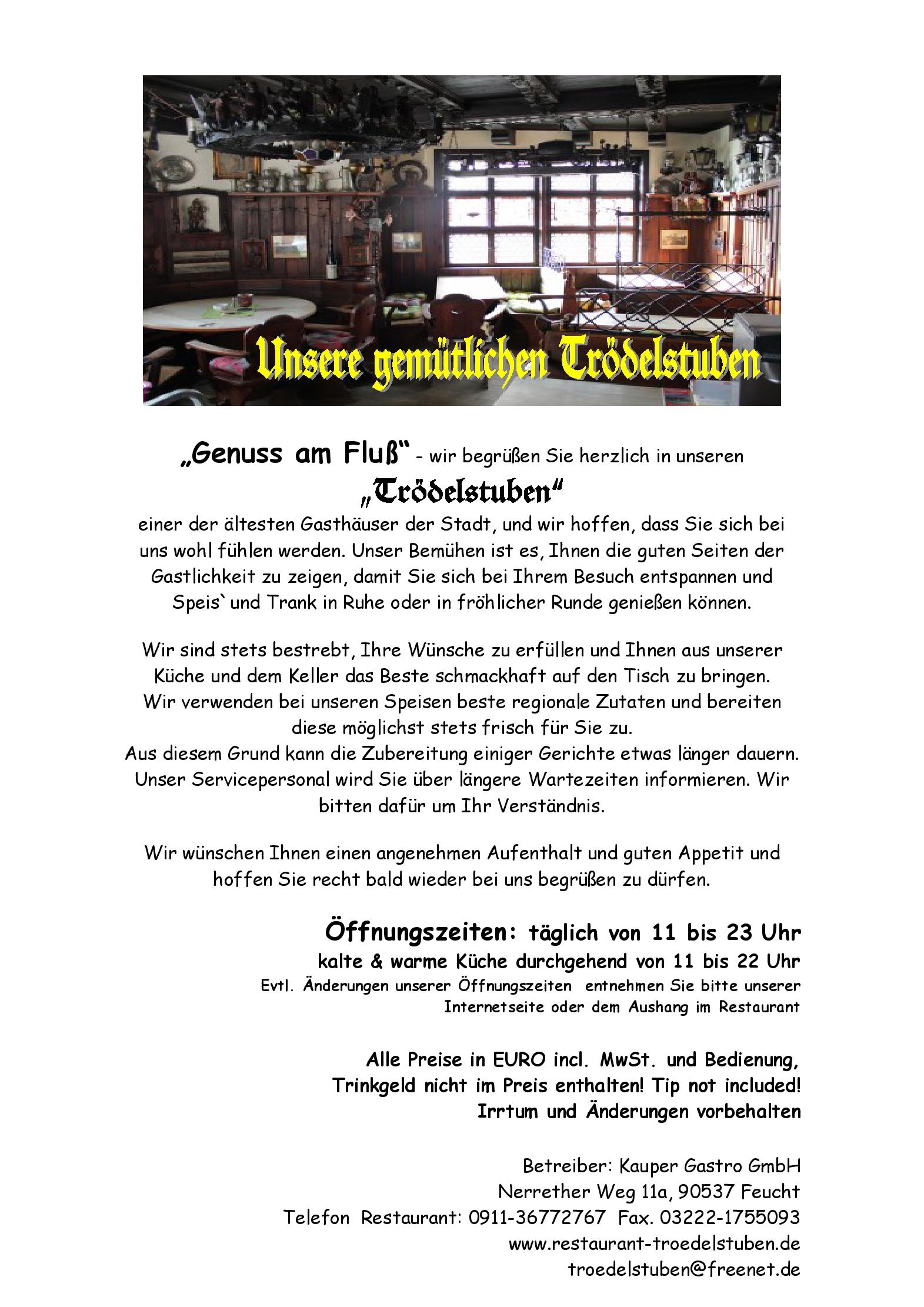 Speisekarte Restaurant Trödelstuben in Nürnberg, Seite 2