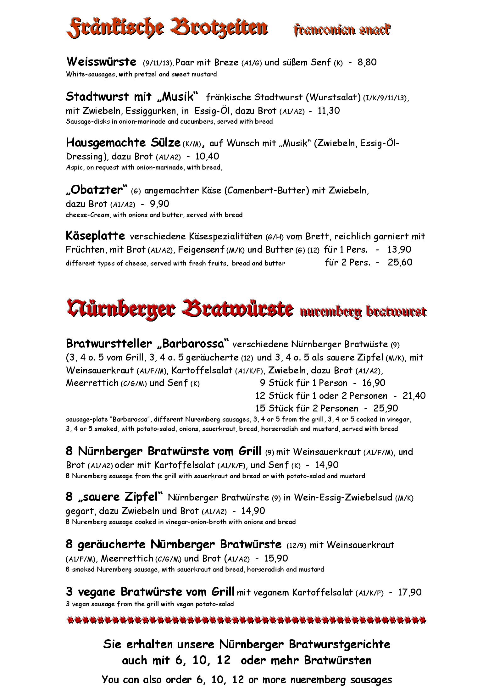 Speisekarte Restaurant Trödelstuben in Nürnberg, Seite 7