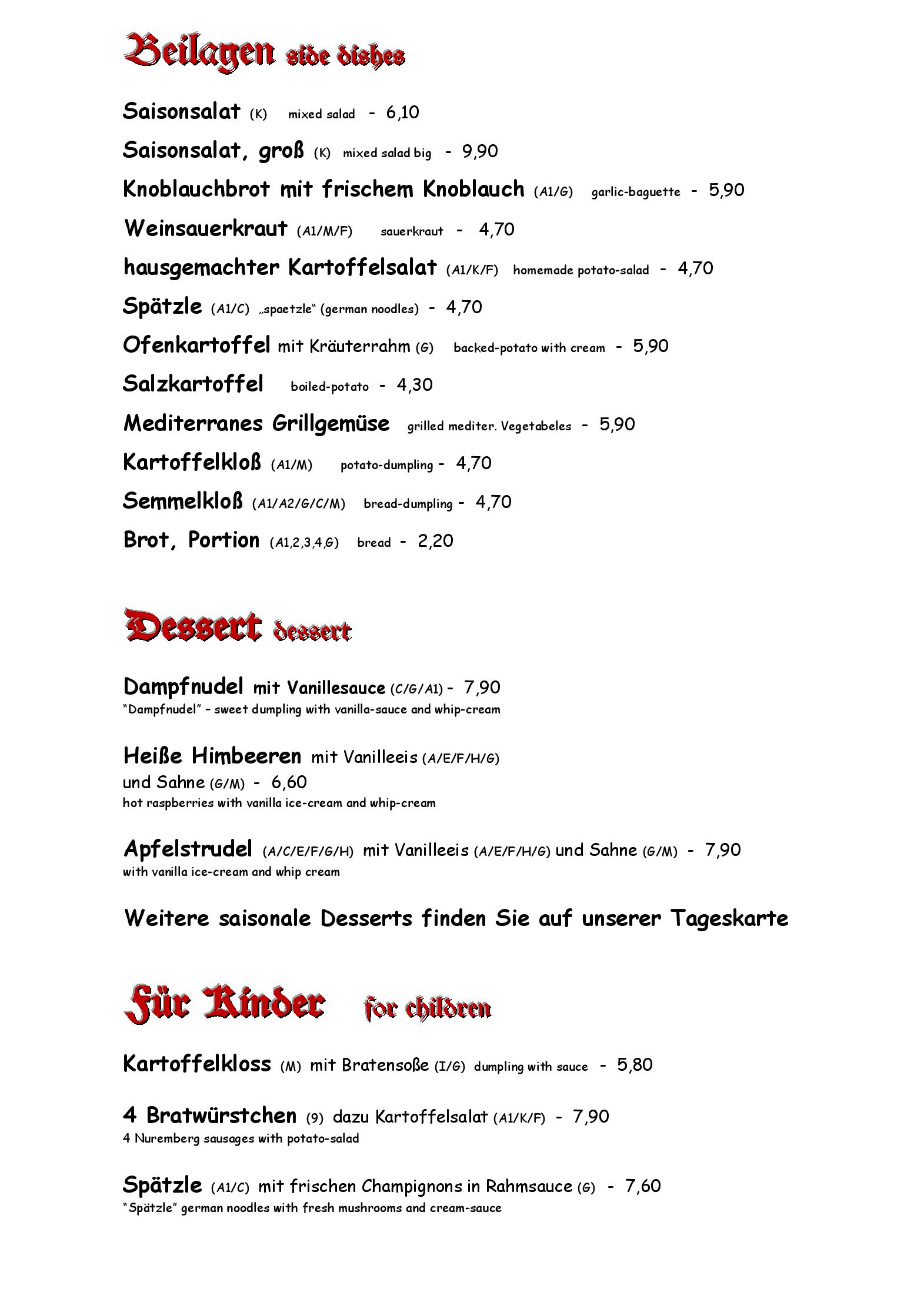 Speisekarte Restaurant Trödelstuben in Nürnberg, Seite 9