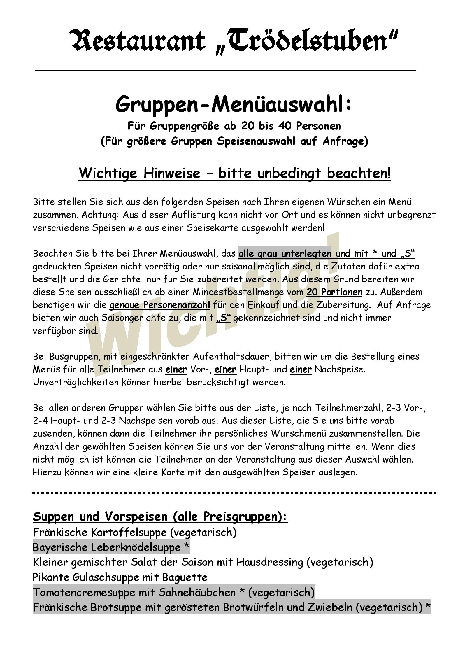 Speisekarte Restaurant Trödelstuben in Nürnberg, Seite 17