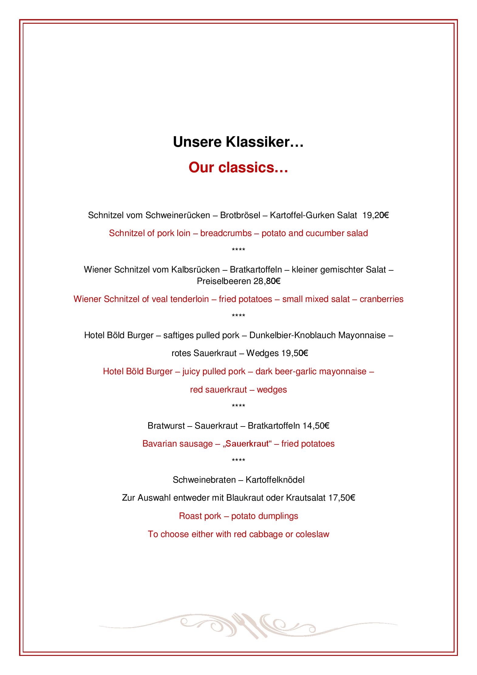 Speisekarte Aktiv Hotel Böld & Restaurant Uhrmacher in Oberammergau, Seite 3